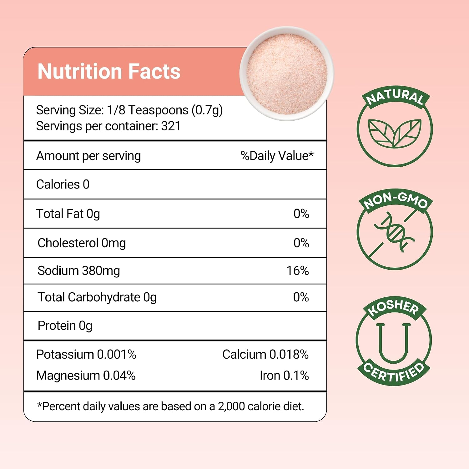 HERBION Naturals Himalayan Pink Salt Jar Fine Grain, GMO Free, Supreme Quality Chemical Free, Vegan, Kosher Certified, Fine Grain All Natural Salt