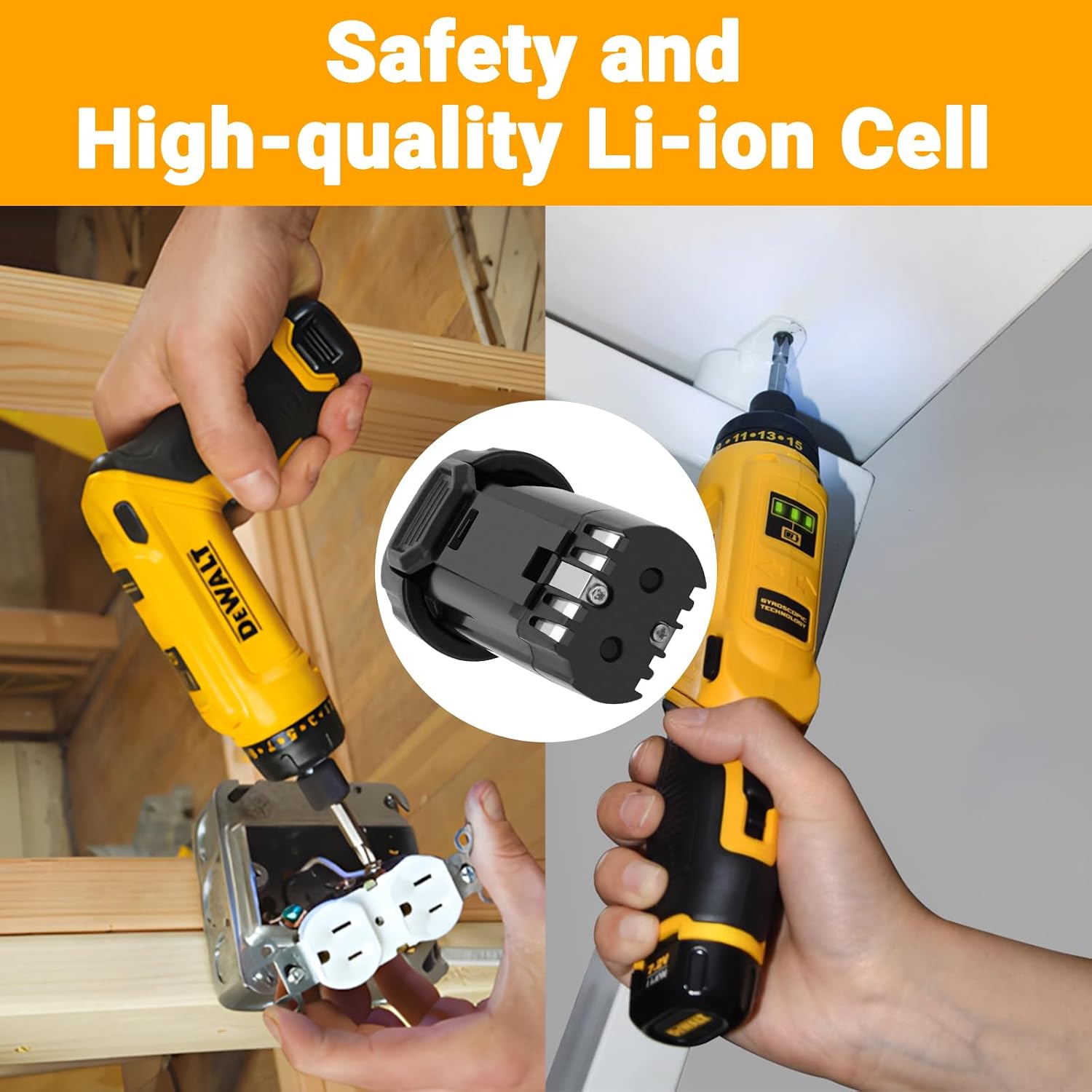Joiry 8V 2000mAh Li-ion Replacement Battery with Higher Safety & Longer Runtime - Compatible with Dewalt DCB080, DW4390, DCF680N1, DCF680N2 DCF680G2 Cordless Power Tools (1-Pack)