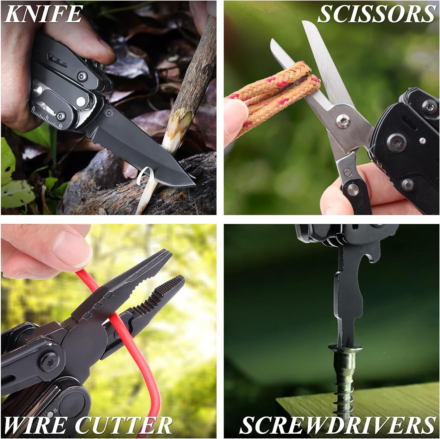 RoverTac 18-in-1 Multitool Pocket Knife with Pliers, Saw, Corkscrew & Detachable Scissors, Multi Tool with Safety Lock, 9 Screwdriver Bits