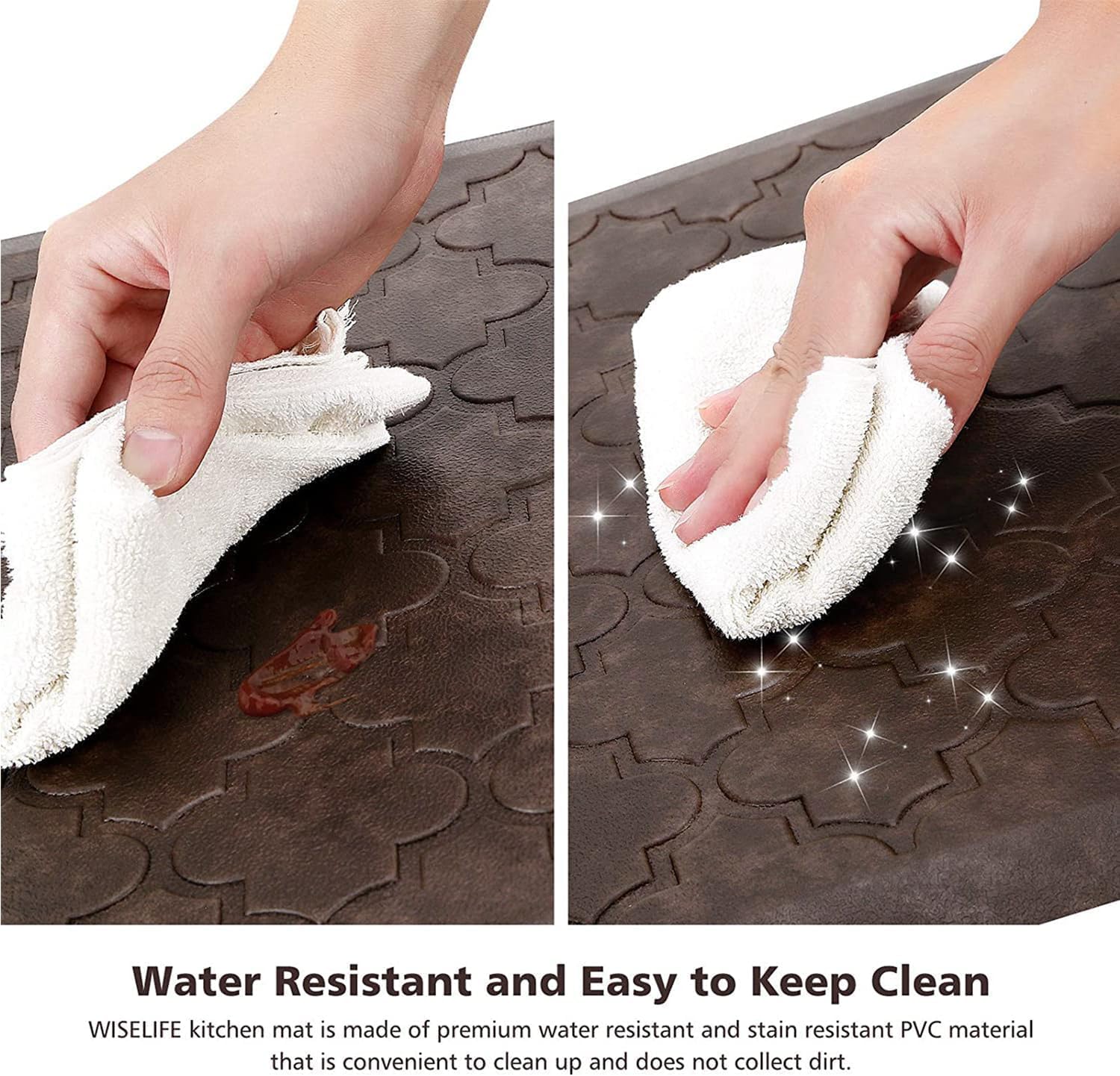 WISELIFE Kitchen Mat Cushioned Anti Fatigue Floor Mat, 17.3"x60", Thick Non Slip Waterproof Kitchen Rugs and Mats, Standing Mat for Floor, Home