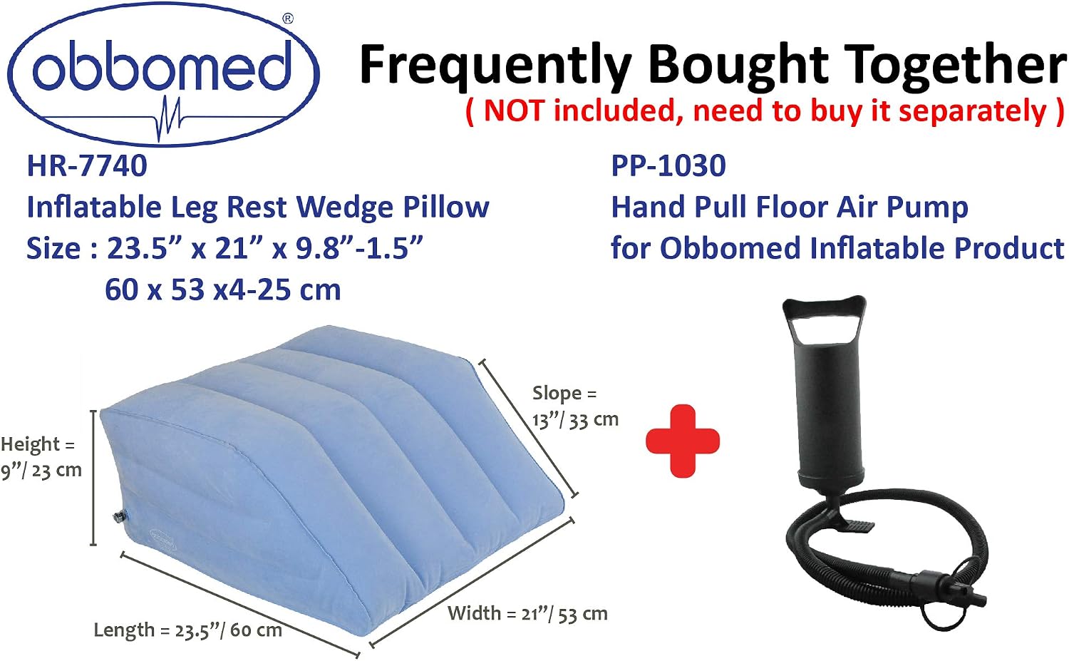 HR-7740, New & Handy Valve, Inflatable Leg Rest Lifter Bed Wedge Cushion/Pillow, Velour Surface Finish for Post-Surgery, Pain Relief, Foot