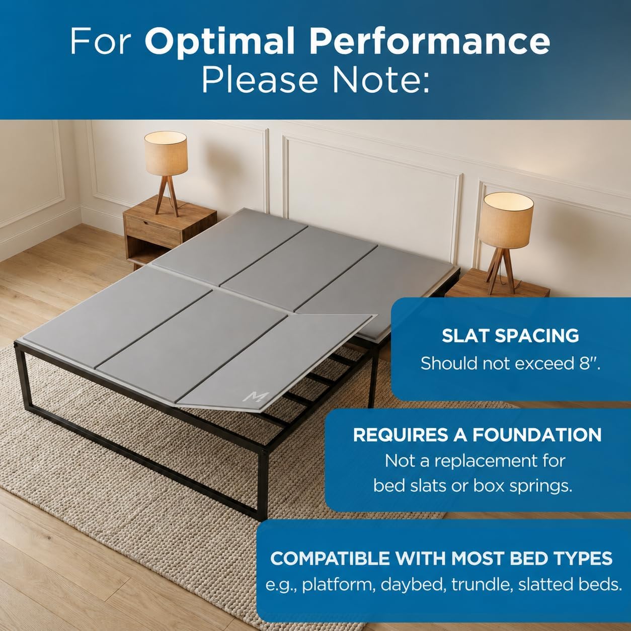 Original Bunkie Board Full Size (54x75) - Under Bed Support | Non-Slip Breathable Bed Support Board for Slatted Bed Frame, Anti-Sag, Noise Minimizing Moisture Resistant Bed Board