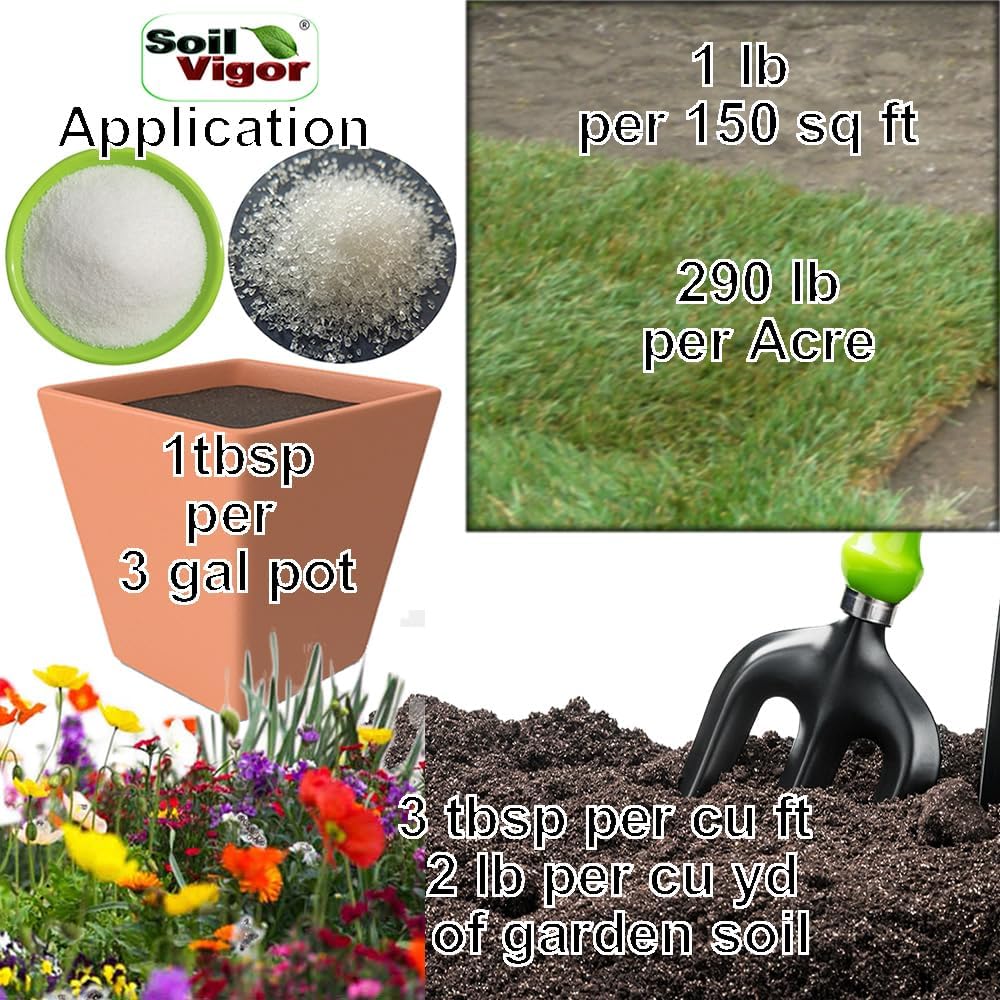 Organic Fertilizer Humic Acid with Potassium Based Super Absorbent Polymer for Lawn and Garden, Soil Vigor ™ 5 Pounds Bag (1)
