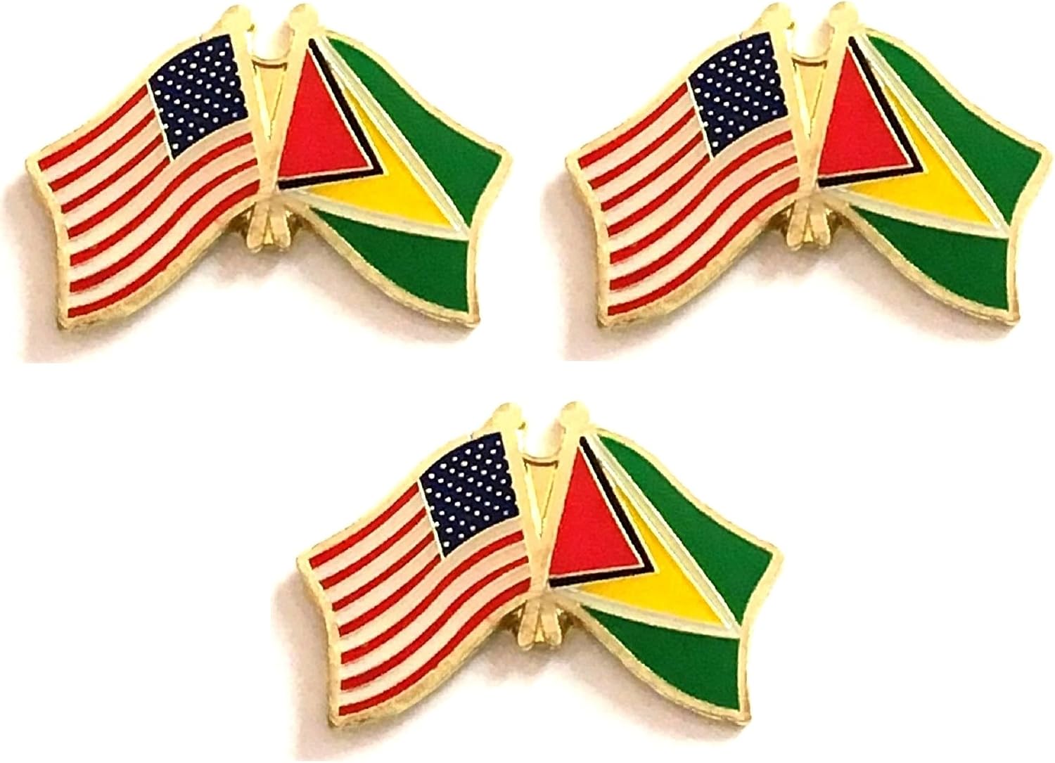 3 National Country Flag Crossed Enamel Flag Pins Pack of 3 Friendship Double Flags