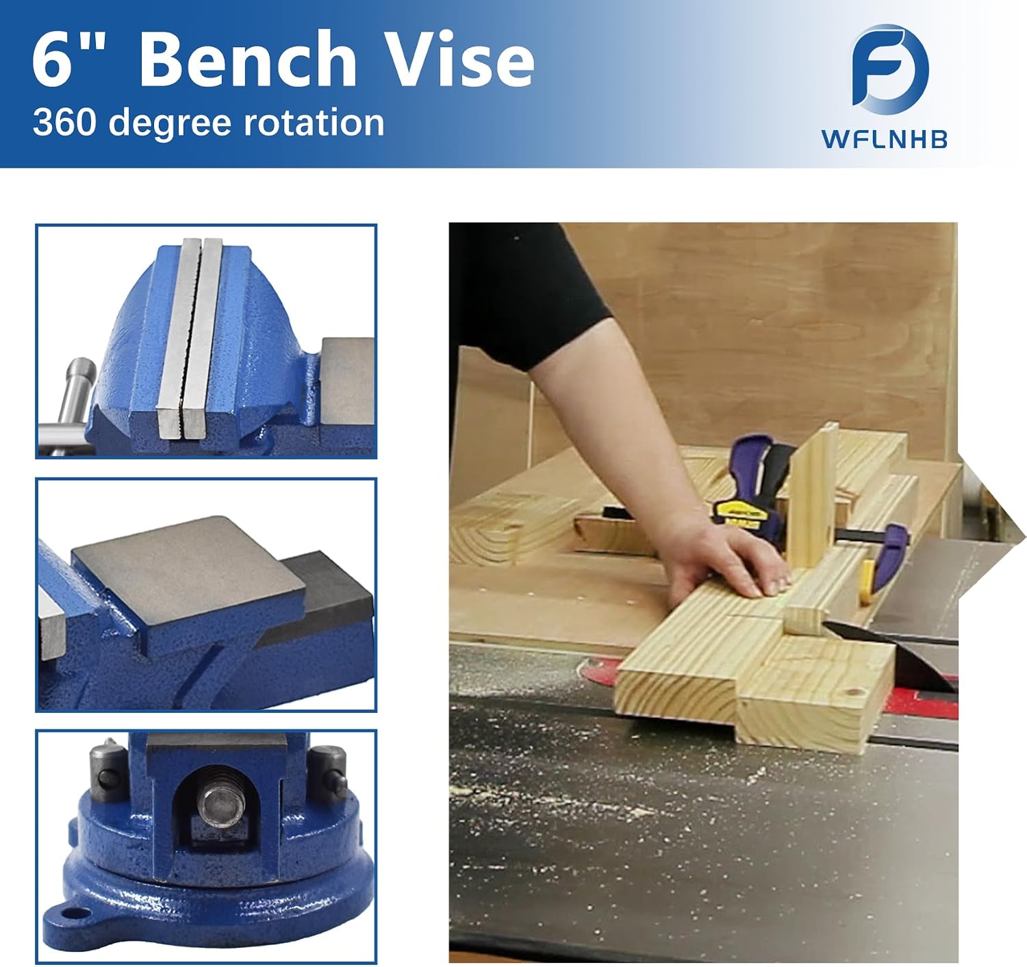 WFLNHB 6" Bench Vise Table Top Clamp Press Locking Swivel Base Heavy-Duty for Crafting Painting Sculpting Modeling Electronics Soldering Woodworking