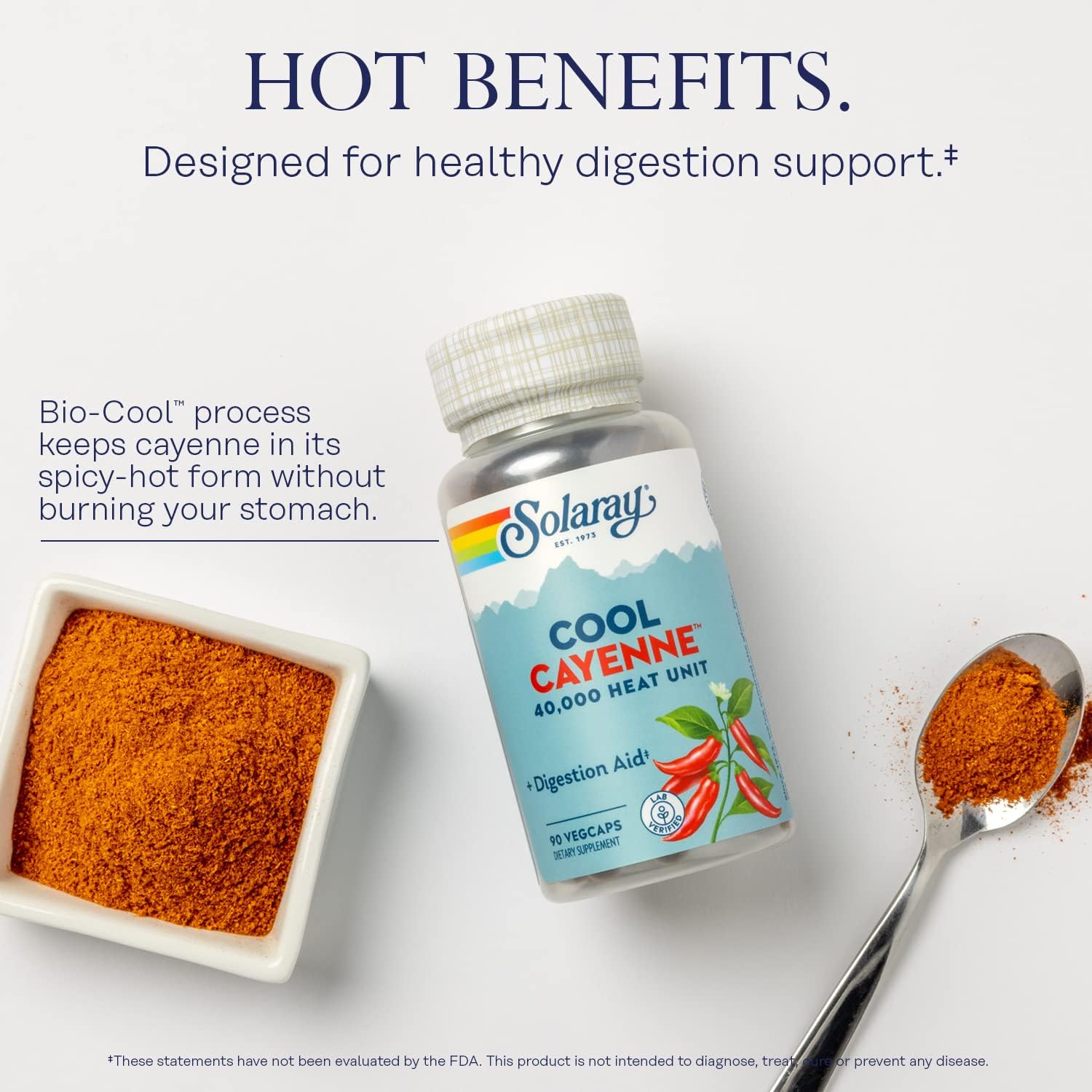 SOLARAY Cool Cayenne 40,000 Heat Units, 45 Servings, 90 VegCaps