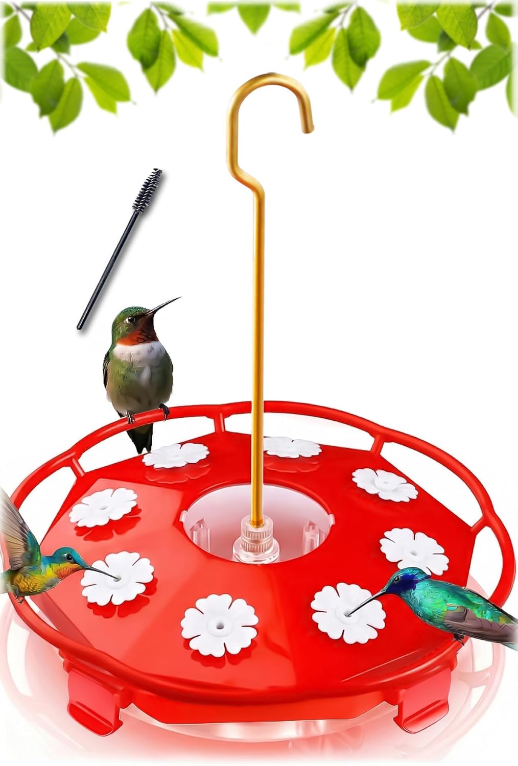 eWonLife 2 Pack 16 oz Saucer Hummingbird Feeders for Outdoors, Garden Decor