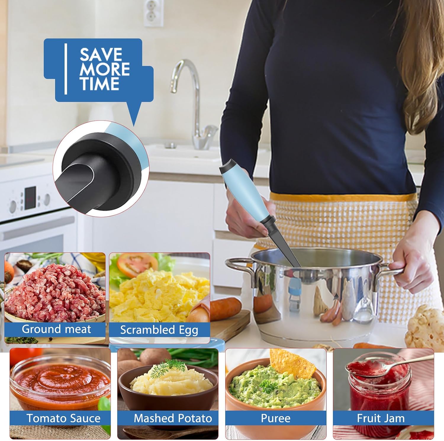 Upgrade Meat Chopper Hamburger Masher Ground Beef Smasher Utensil Mix Tool
