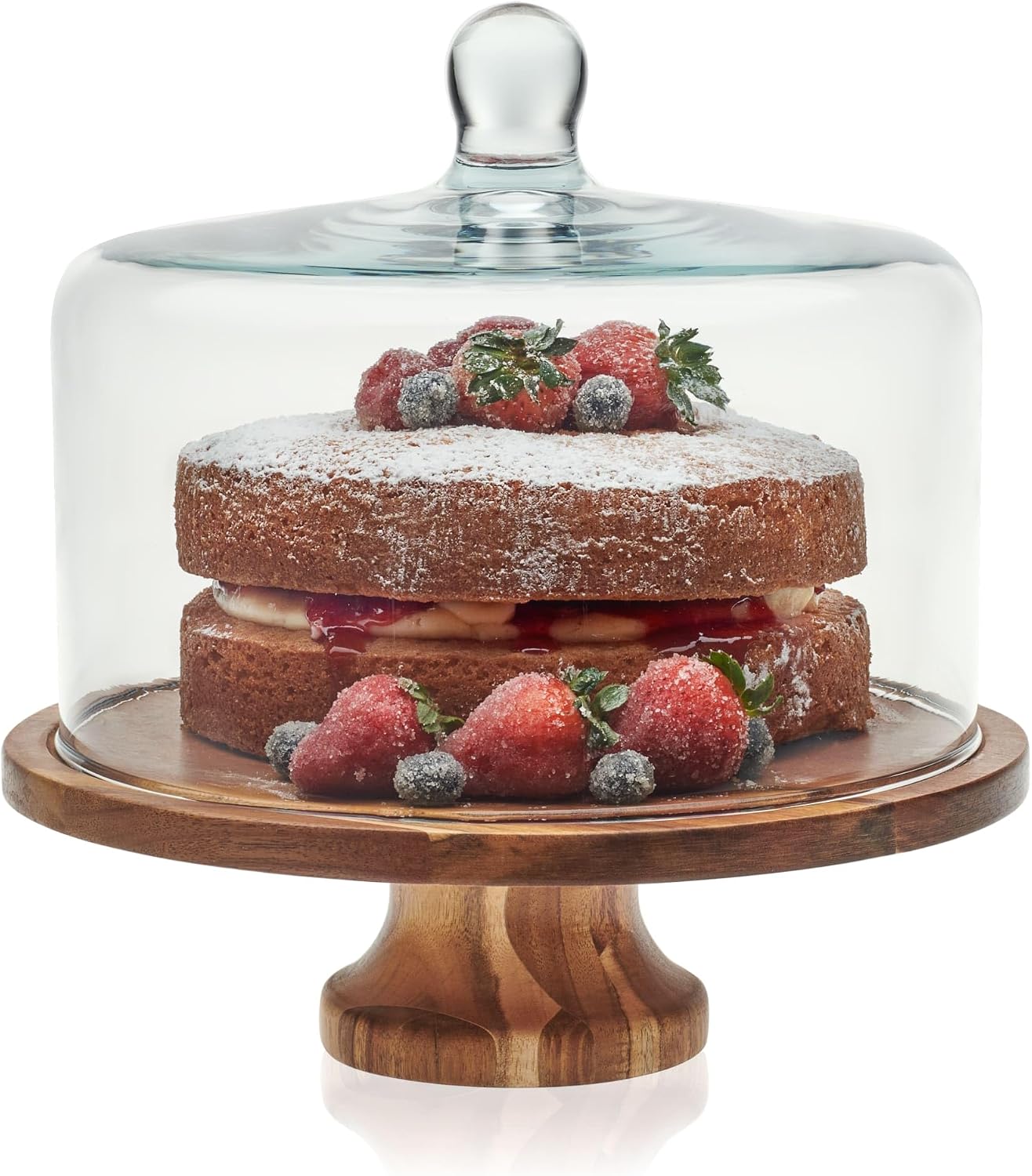 Libbey Selene 6-in-1 Domed Cake Stand, Unique Space Saving Glass Cake Stand with Dome, Multi-Purpose Dip Bowl To Serve Snacks and More