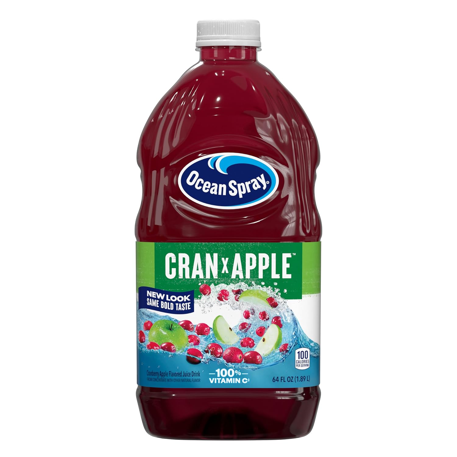 Ocean Spray® Cran-Apple™ Juice Drink, 64 Ounce Bottle, 8 Count | Ocean Spray® Cran-Apple™ Juice Drink, Made with Real Fruit Juice, 64 Fluid Ounce Bottle