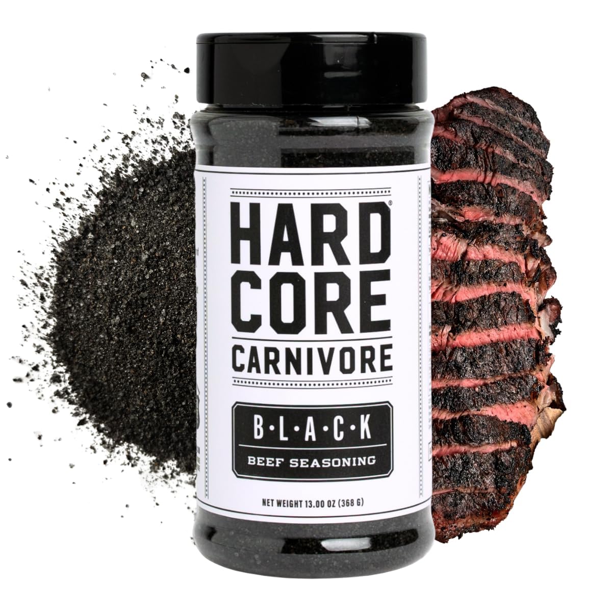 Hardcore Carnivore Black | All-Purpose Beef Seasoning Rub, 13oz Shaker