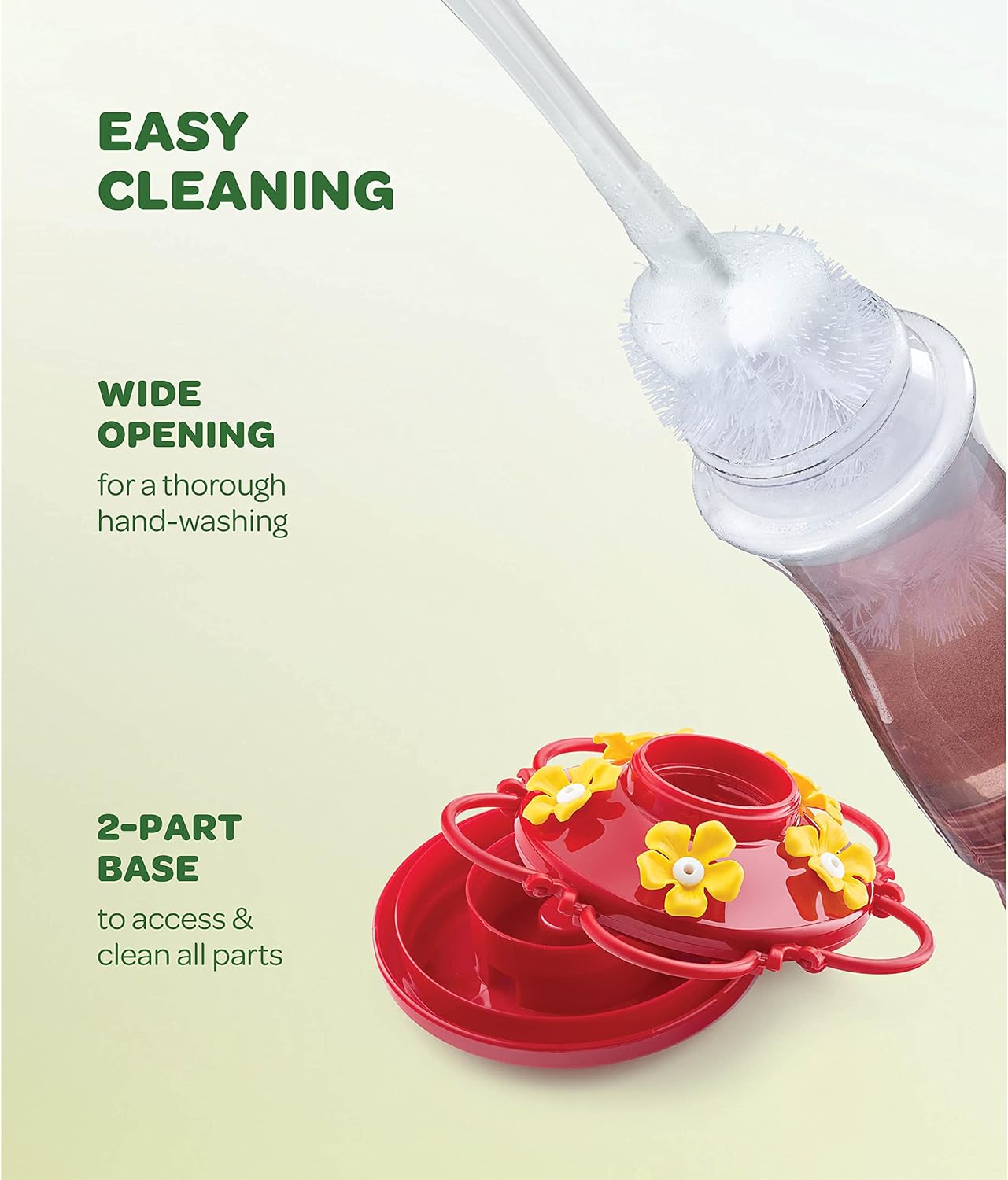 Hummingbird Feeder [Set of 2] Leakproof Clear Plastic 10 oz Wide Mouth.