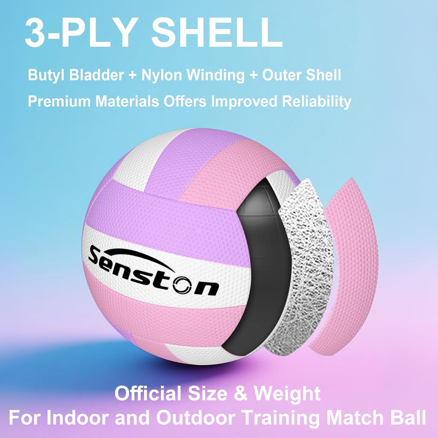 Senston Volleyball Official Size 5 Soft Waterproof for Indoor Outdoor Beach