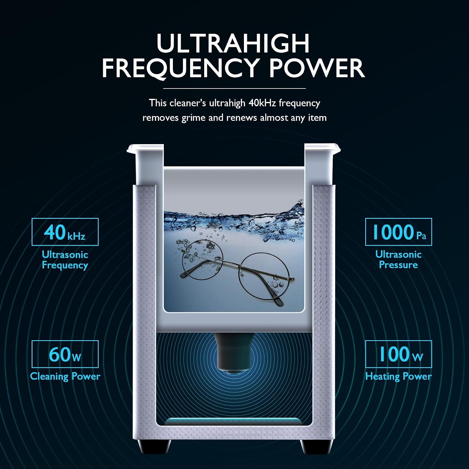 CREWORKS 3L Ultrasonic Cleaner, 0.8 gal Digital Sonic Cavitation Machine | 120W Stainless Steel Professional Jewelry Cleaner for Cleaning Tool Watch Glasses Retainer Denture Parts with Heater & Timer
