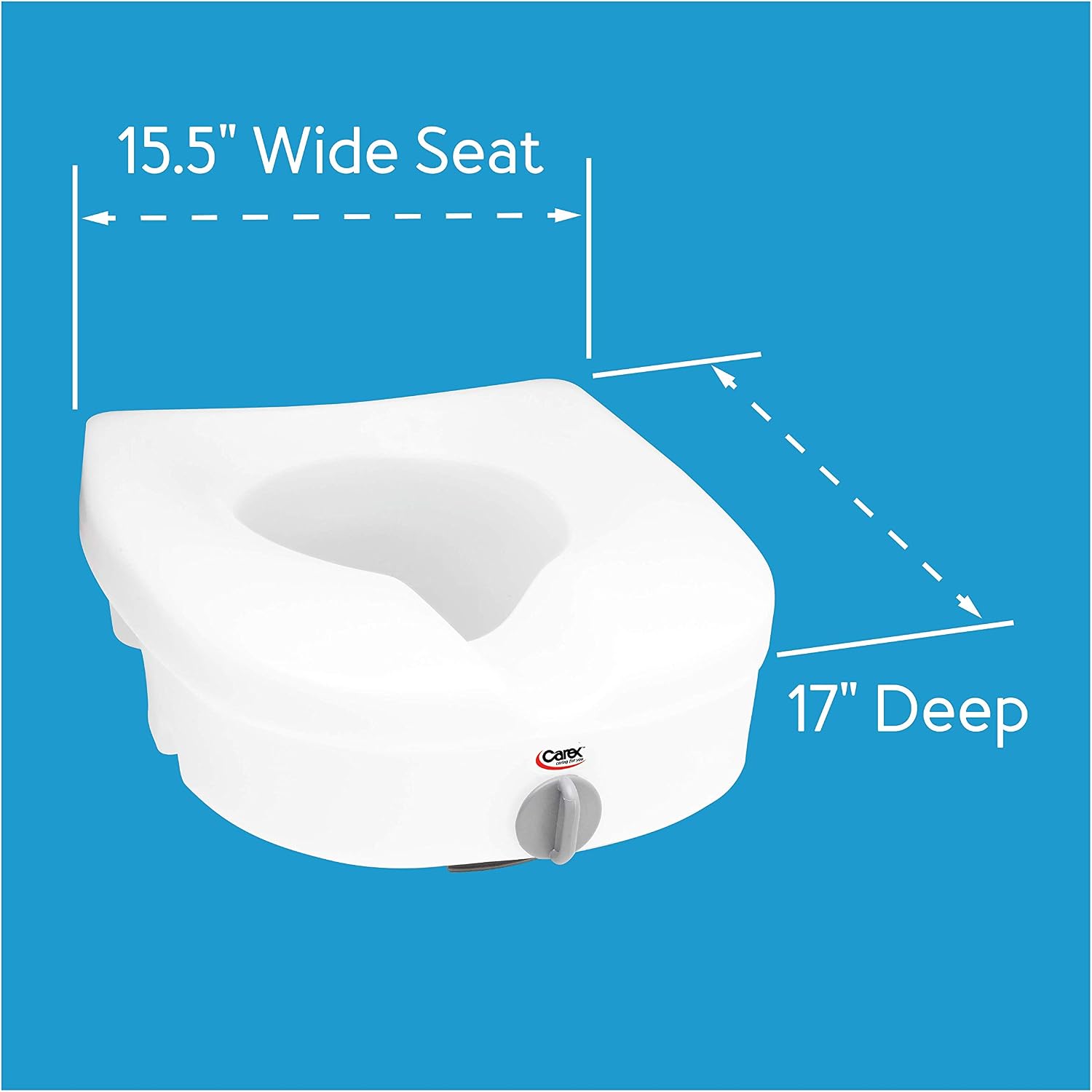 Carex E-Z Lock Raised Toilet Seat, Elongated Toilet Seat Riser, Adds 5 Inches of Height, 300 lbs Capacity