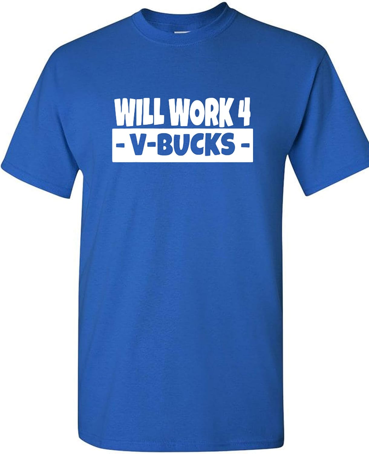 Will Work for V-Bucks Cool Gamer T-Shirt (Youth XL (14-16), Royal)