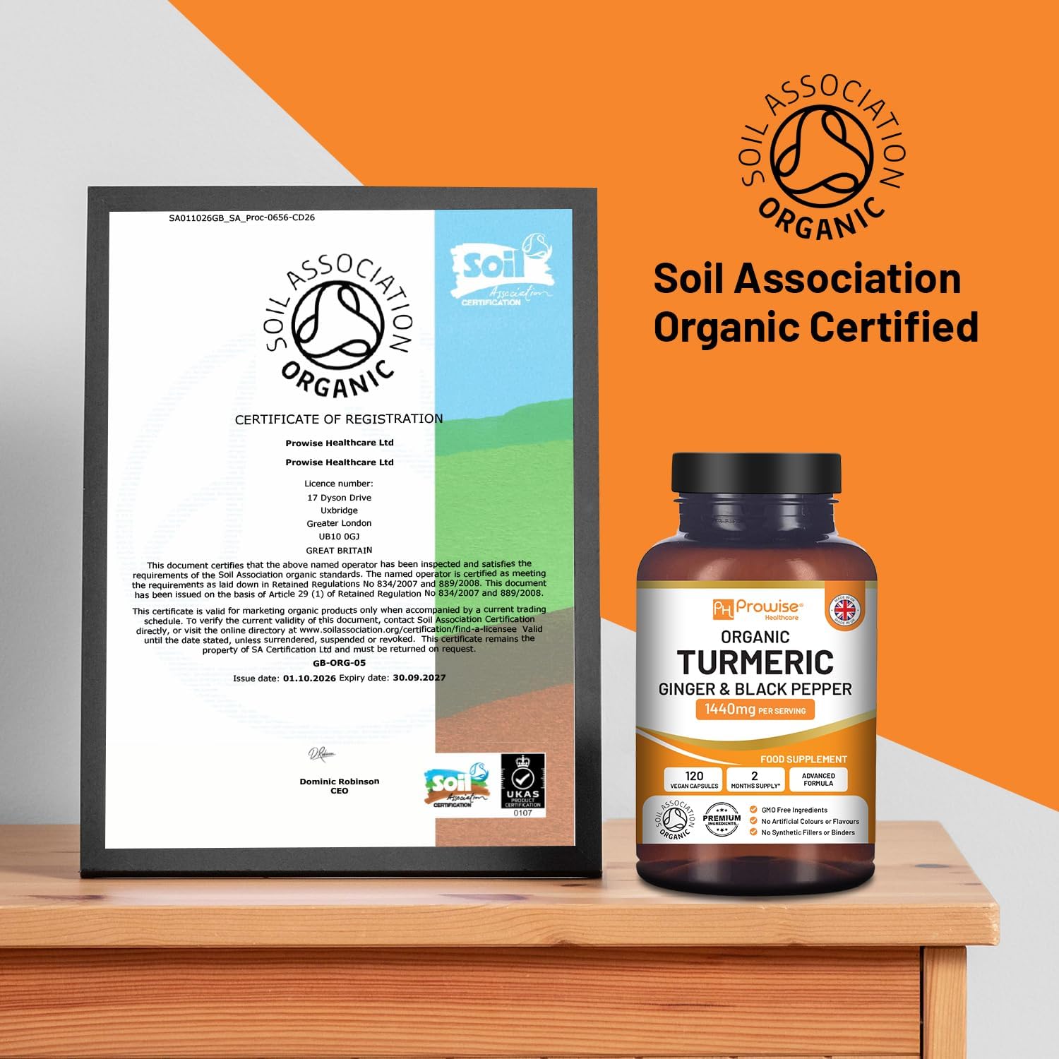 Turmeric Curcumin 1440mg with Black Pepper & Ginger I 120 Vegan Turmeric Capsules High Strength (2 Month Supply) I Made in The UK by Prowise