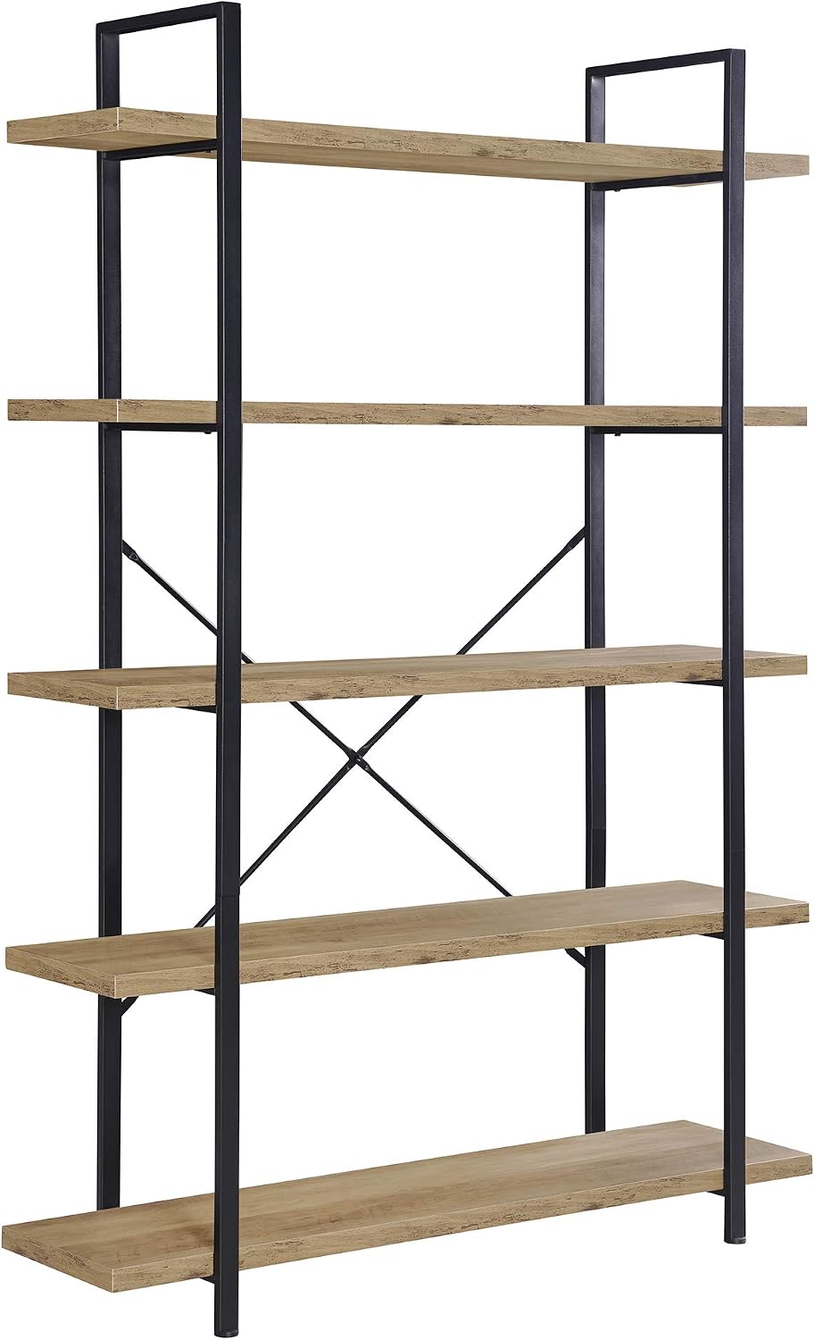 BELLEZE 4 Tier Modern Rustic Industrial Bookshelf, Open Wide Office Etagere Book Shelf