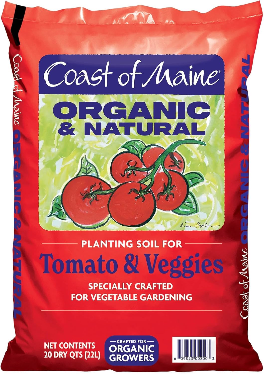 Coast of Maine Tomatoes and Veggies (20qt) Organic and Natural Planting Soil, Crafted for Vegetable Gardens and Organic Growers