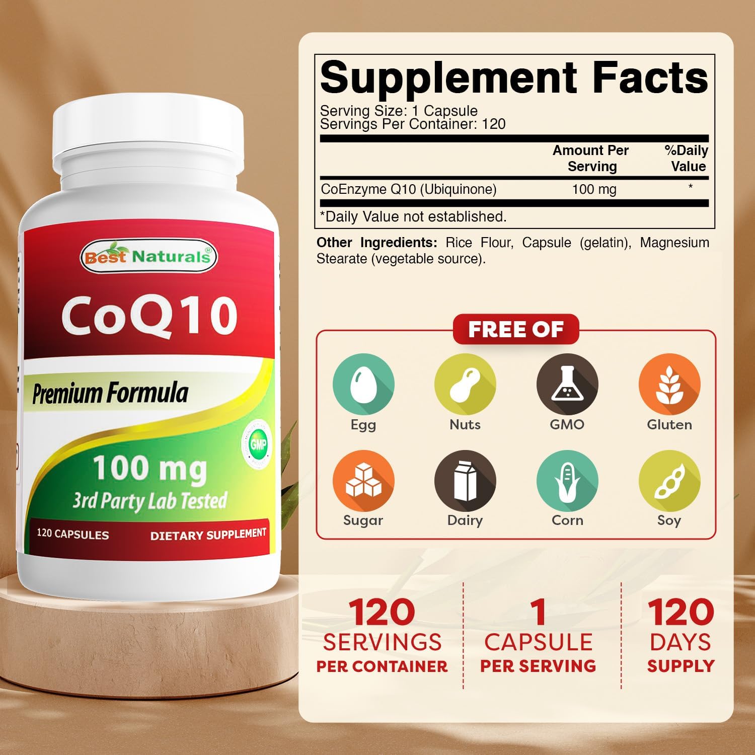 Best Naturals COQ10 100 mg 120 Capsules
