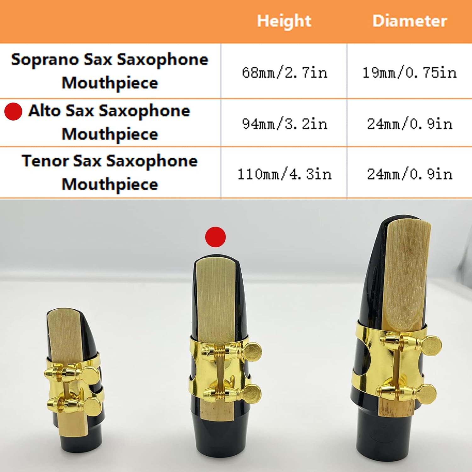 Alto Sax Mouthpiece Set with Gold Metal Ligature Pads and Reed | includes two cushion pads, standard alto sax fit, full replacement kit