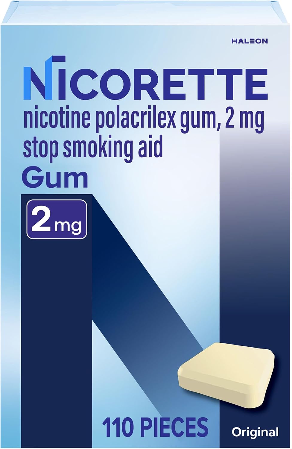 Nicorette Nicotine Gum Stop Smoking Aid, 2 mg, Original Flavor - 200 Count | Reduces Nicotine Cravings and Withdrawal Symptoms, Intense Craving Relief, Portable Smoking Cessation Gum