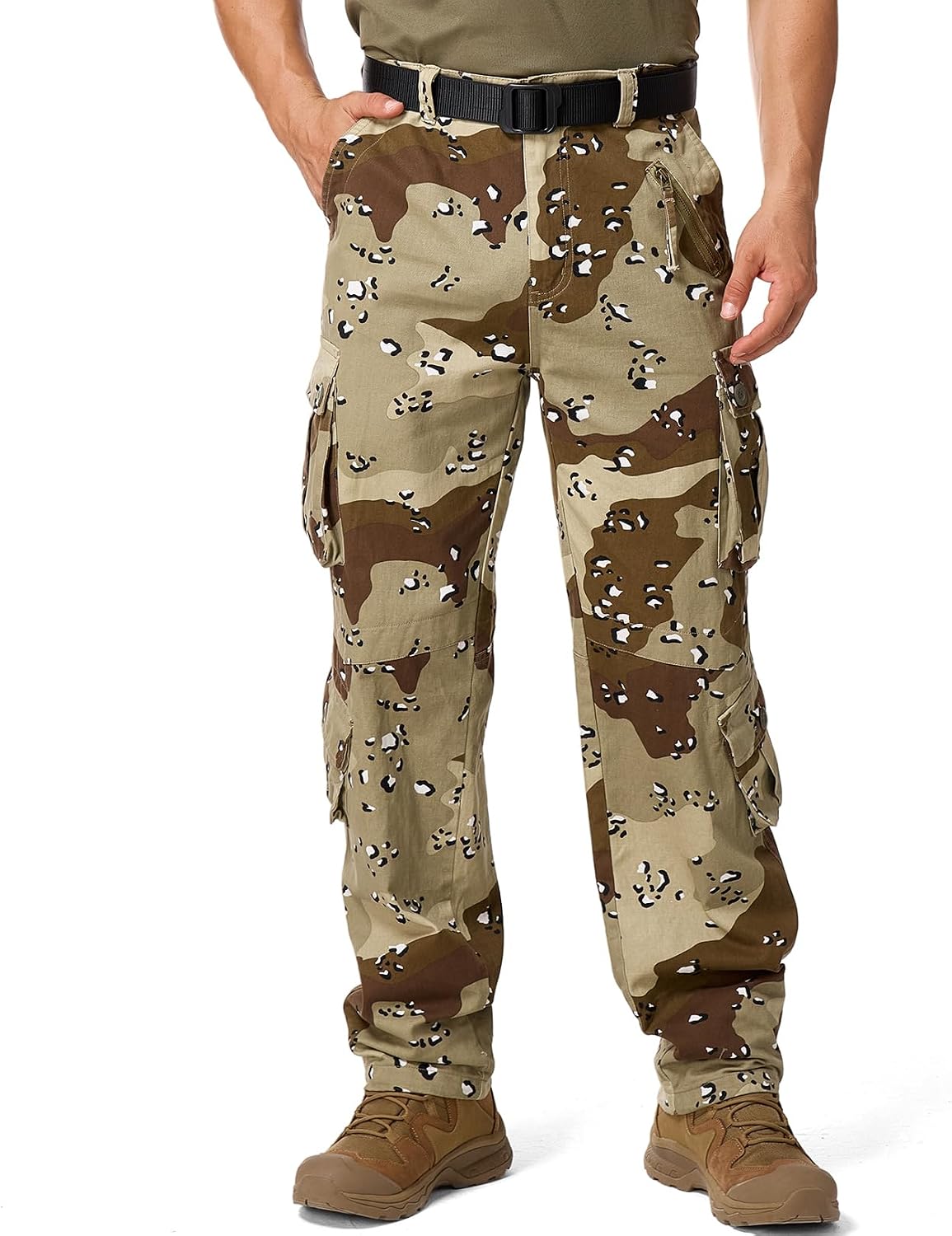 Mens Cargo Pants Camo Work Tactical Rip Stop BDU Casual Army Military Pants | 100% Cotton,Wear Resistant,Breathable,Sweat-absorbent,Men's Wild Cargo Pants with 8 Pockets,Relaxed Loose Fit Hiking Pants