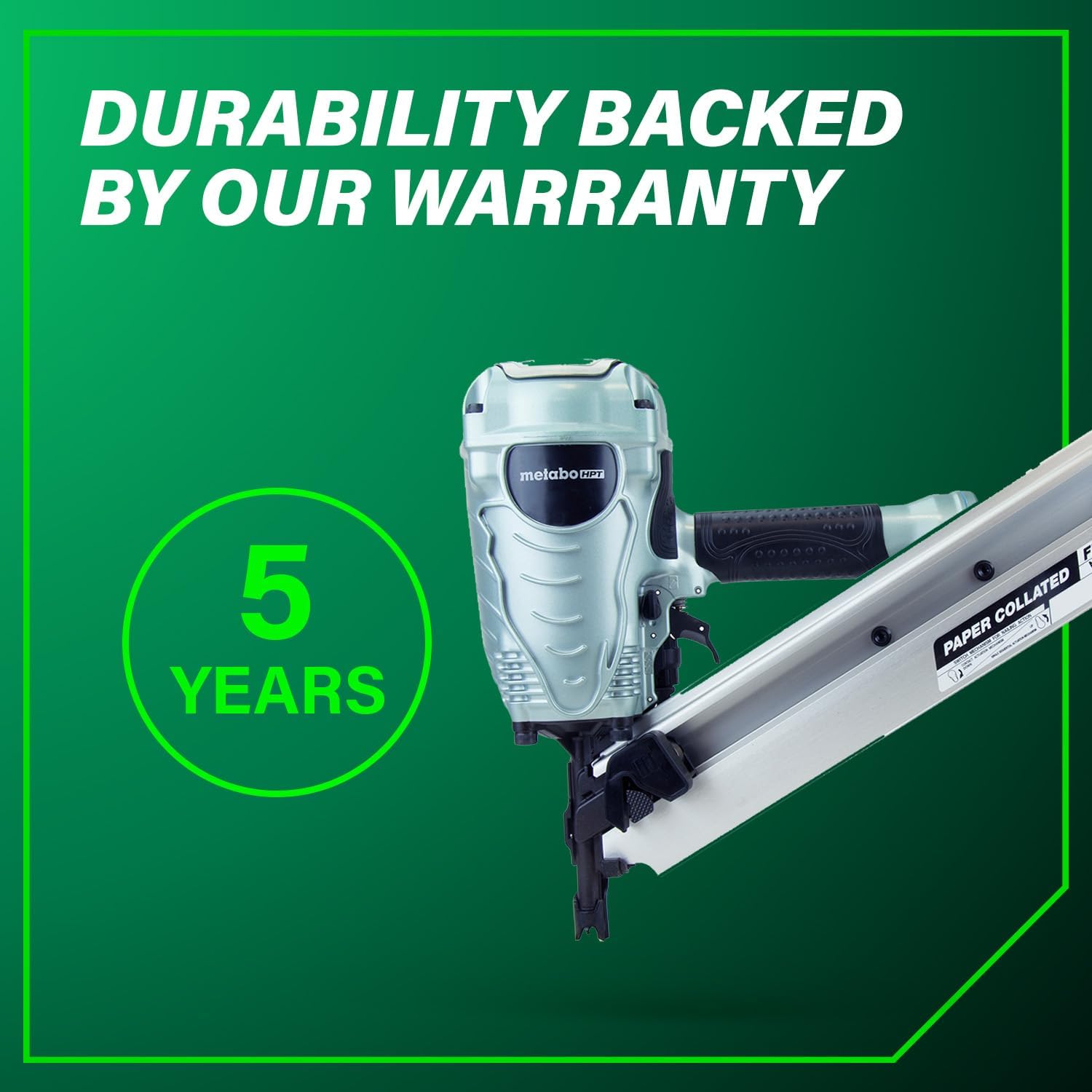 Metabo HPT Framing Nailer 30° Paper Collated Nails Framing Tool, NR90ADS1 | Roof Decking, Housing Construction, Truss Build-Up, Flooring Use