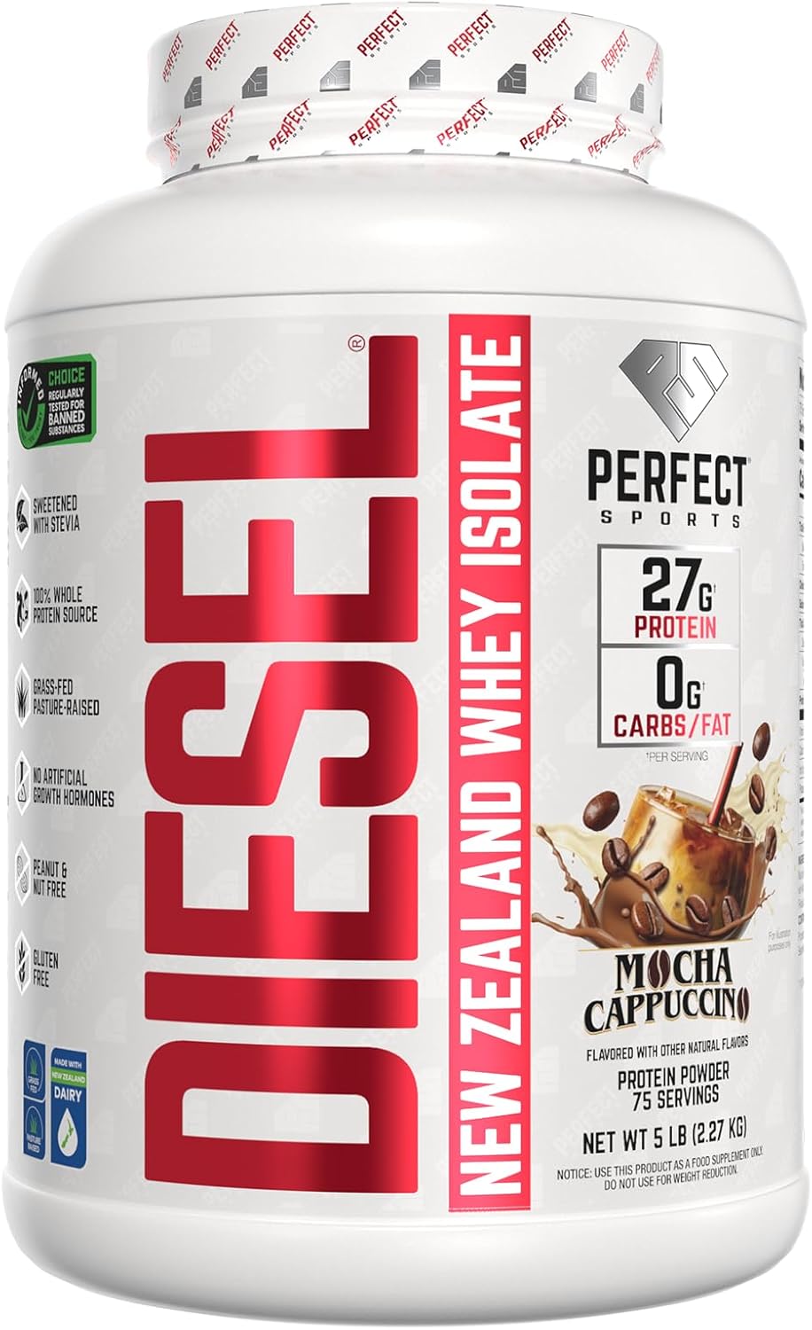 PERFECT SPORTS Diesel Whey Protein Isolate, Milk Chocolate, 2 lb