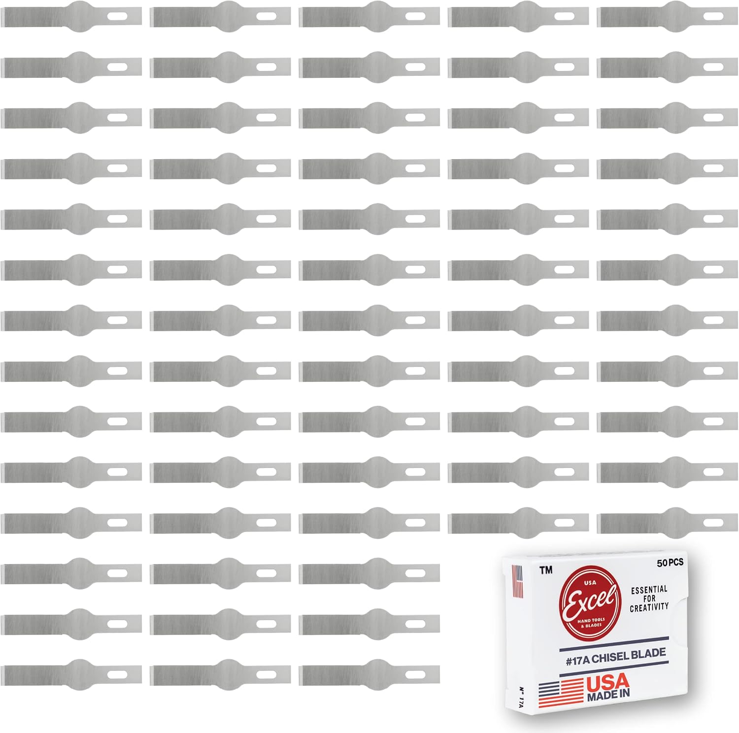 Excel Blades #17 50-Pack Chisel Craft Knife Blades, Carbon Steel, USA Made