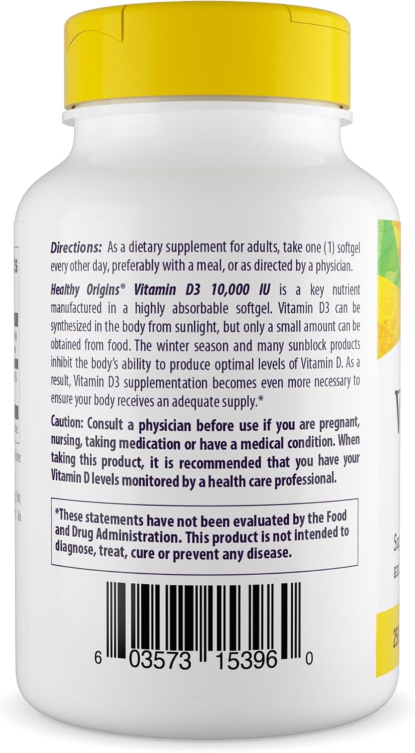 Healthy Origins Vitamin D3 10,000 IU 250 mcg, 360 Softgels