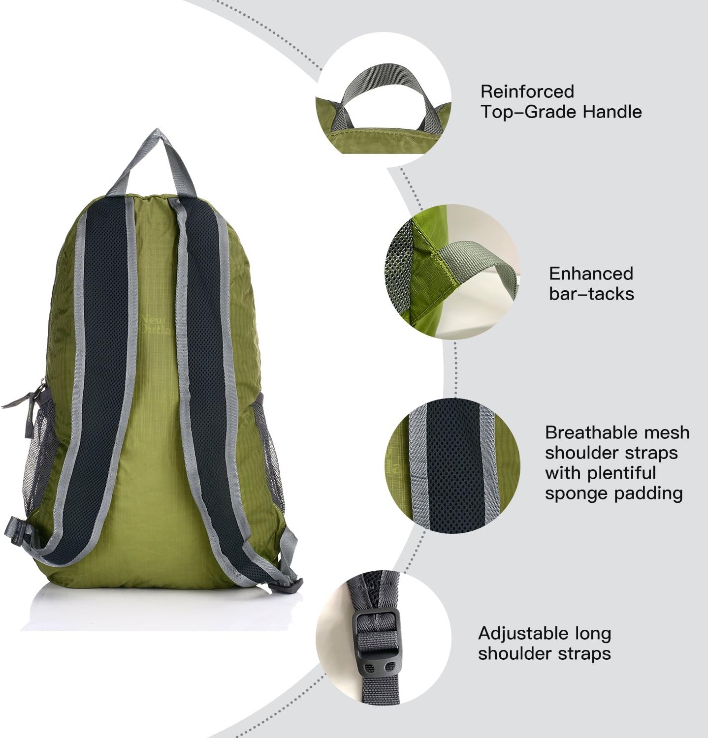 Packable Handy Lightweight Travel Hiking Backpack Daypack-Orange
