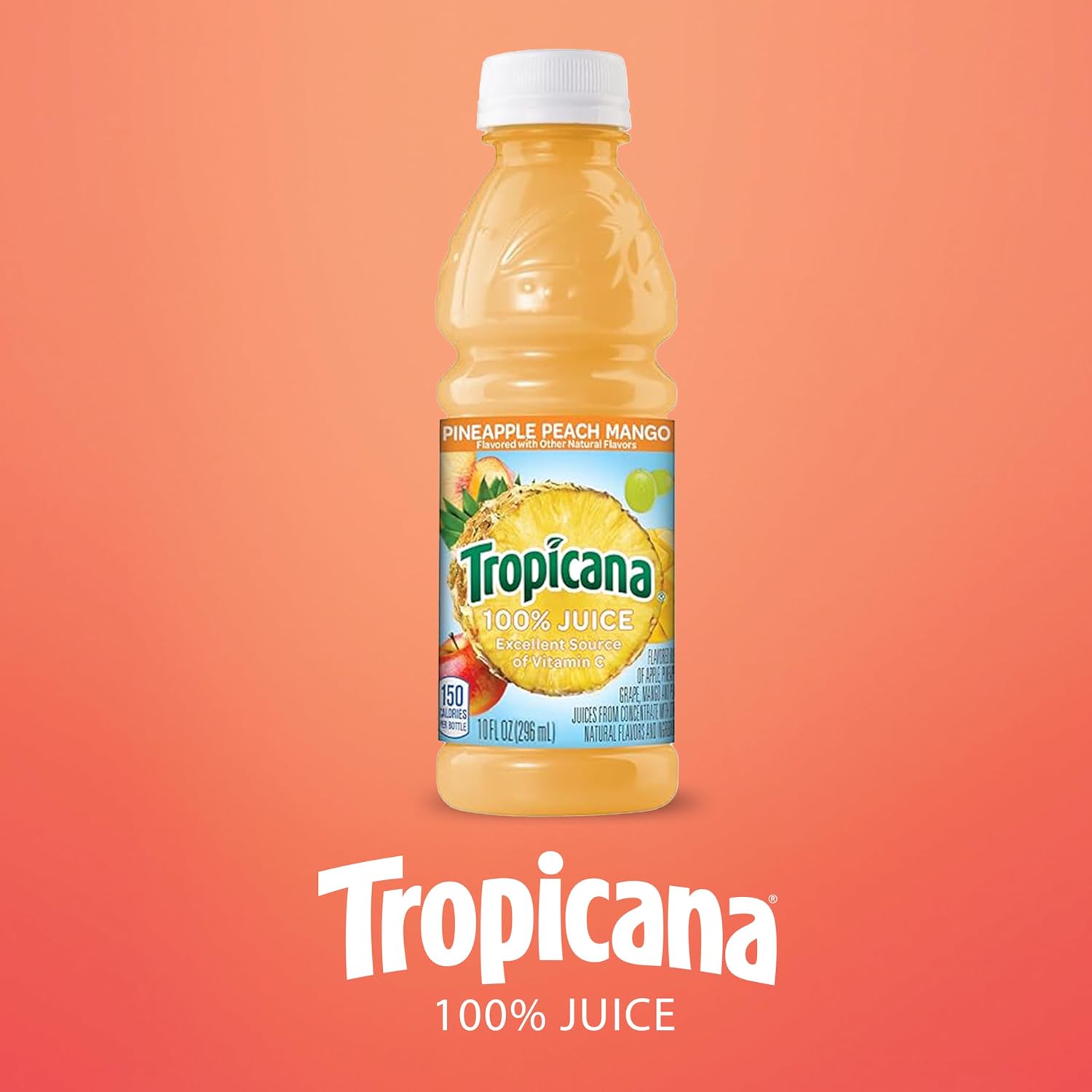 Tropicana Pineapple Peach Mango 100% Juice, 24-pack, 10 fl oz bottles