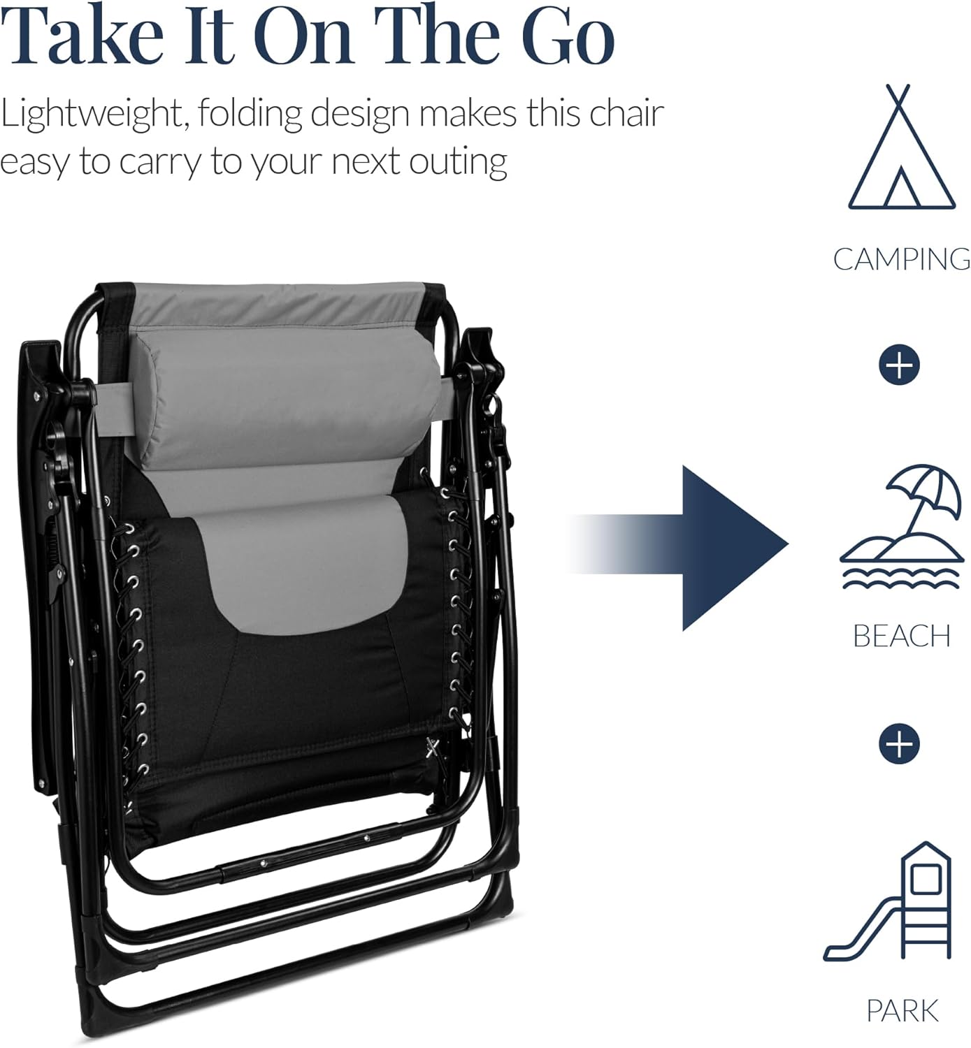 Best Choice Products Oversized Padded Zero Gravity Chair, Folding Outdoor Patio Recliner, XL Anti Gravity Lounger for Backyard w/Headrest, Cup Holder
