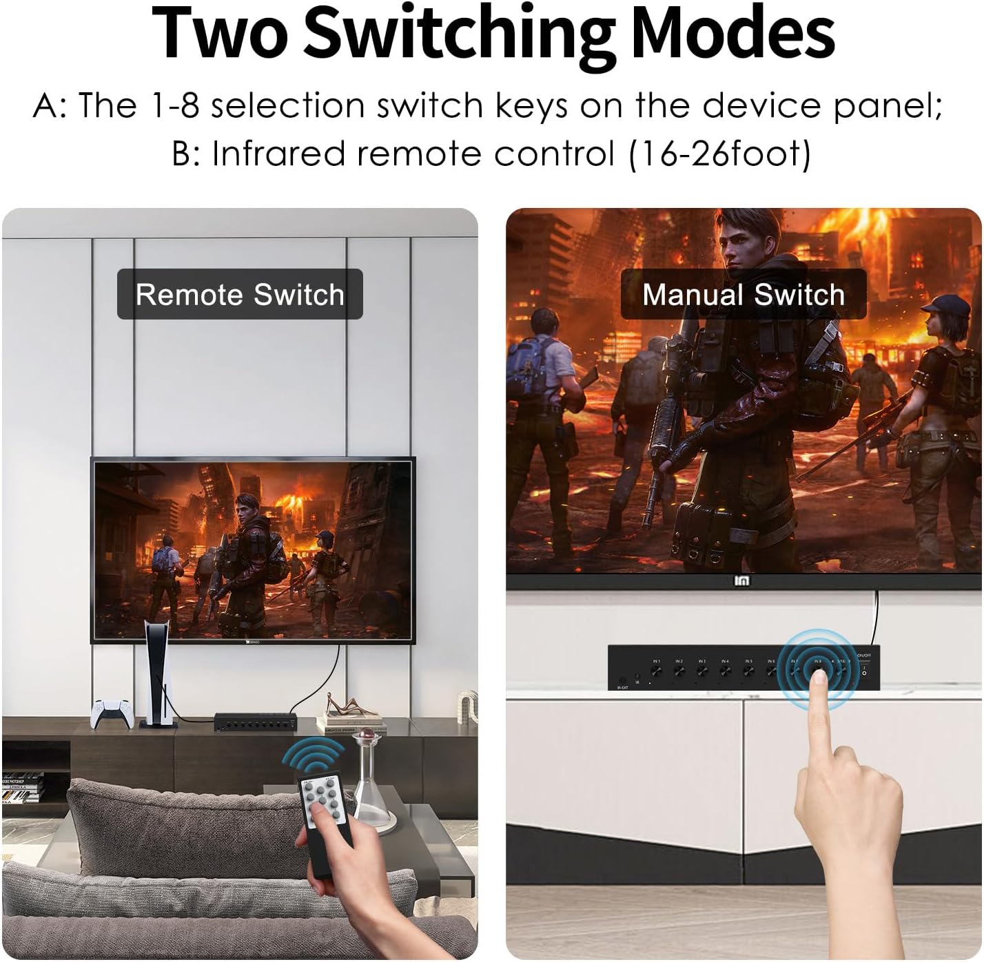 4Port AV to HDMI Converter, 4Port AV to HDMI Switcher with IR Remote