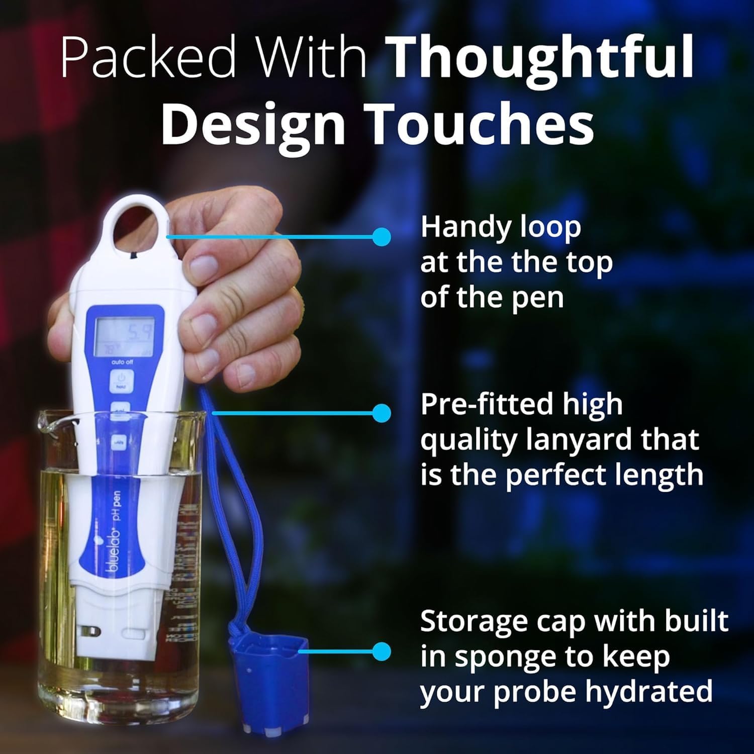 Bluelab pH Pen - ± 0.1 pH Accurate - Durable Double Junction Probe | Waterproof and Floats - Auto Temperature Compensation - Made in NZ