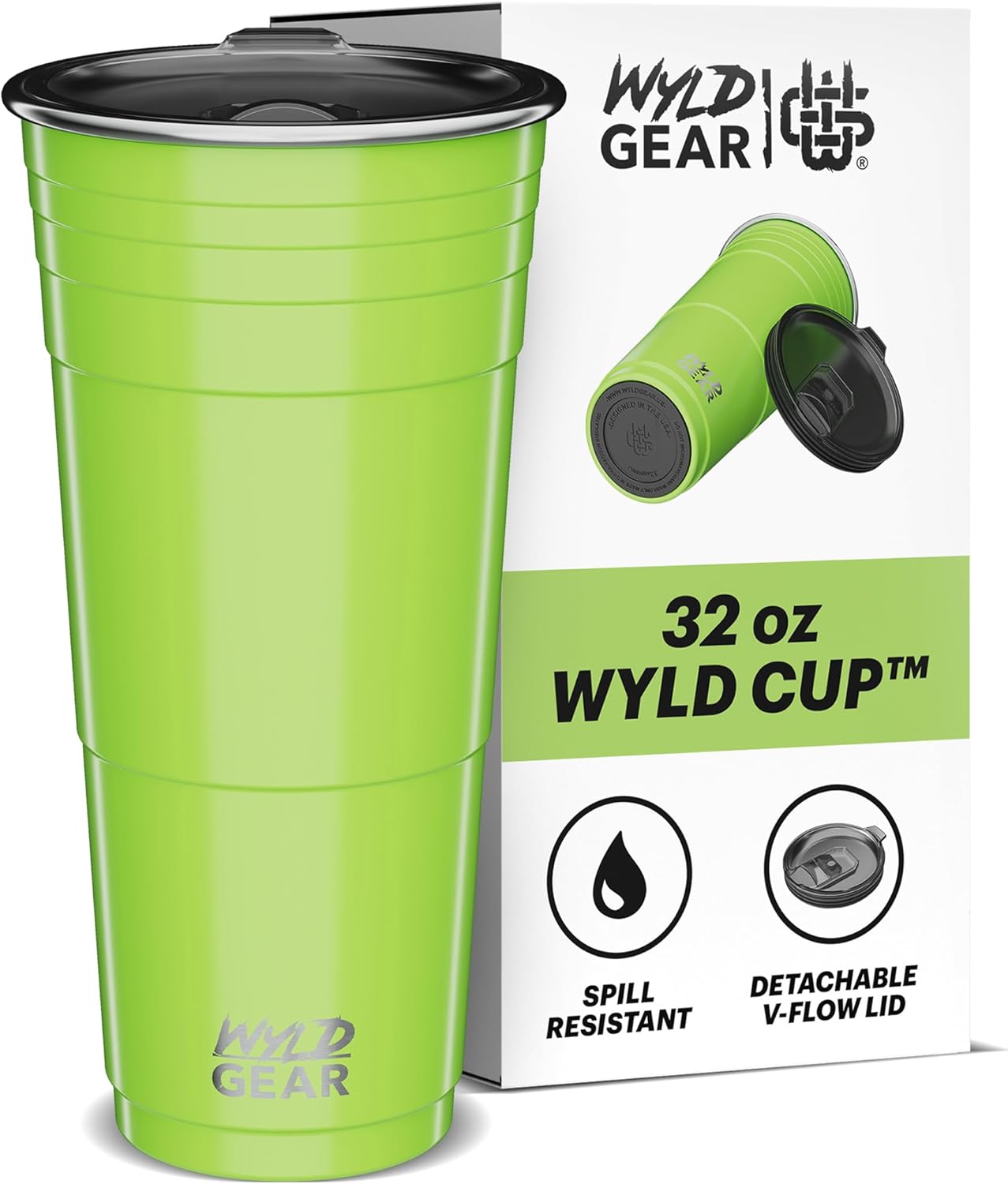 Wyld Gear Party Cup 24oz Red Stainless Steel Reusable Metal Cup with Lid