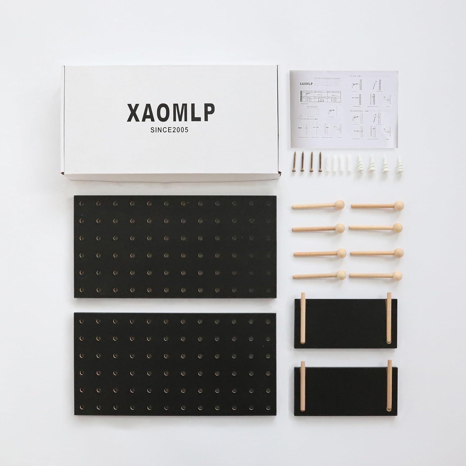 Wooden Pegboard Modular Display Organization Storage Wall Hooks Shelf(Color:Oak)