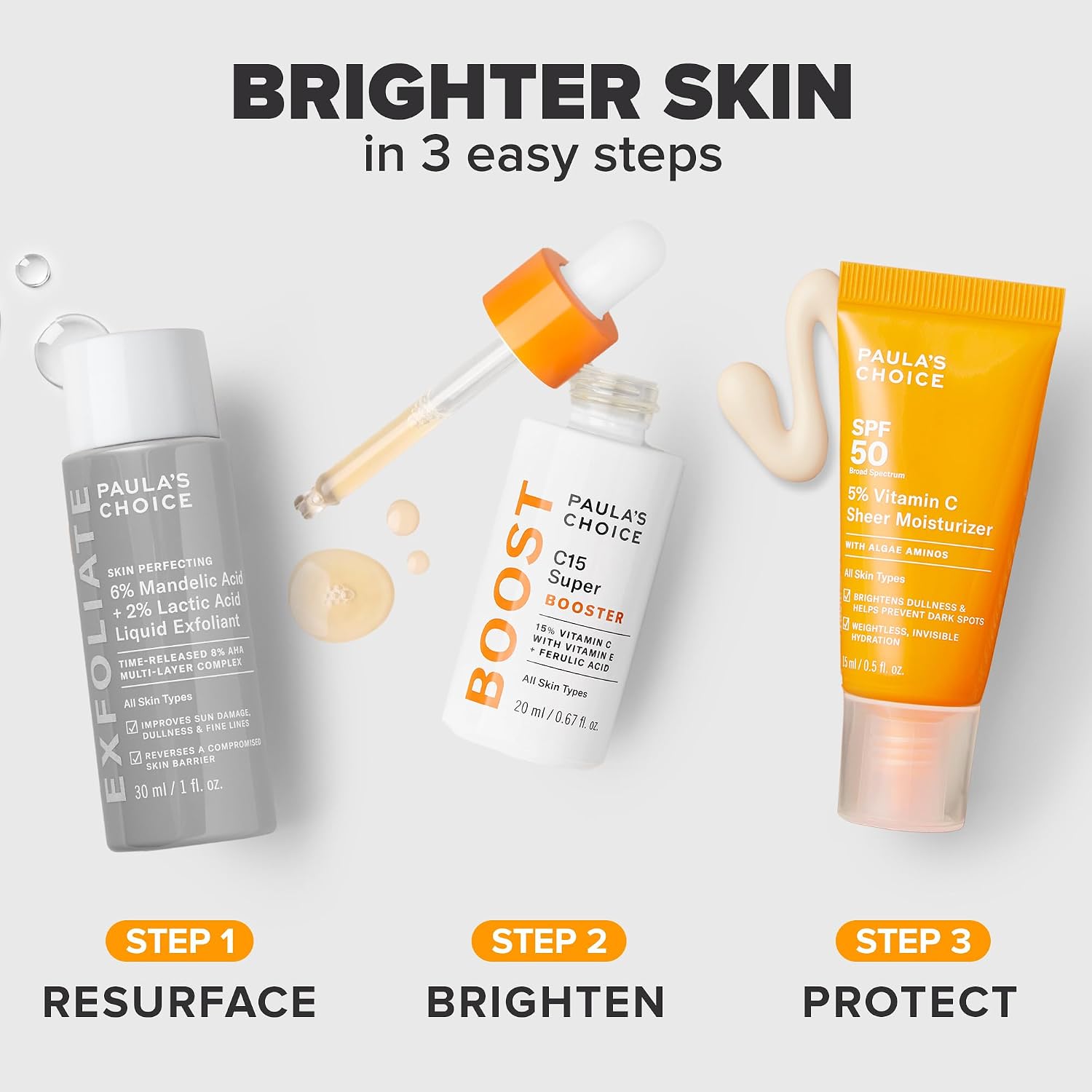 Paula's Choice BOOST C15 Super Booster 15% Vitamin C Face Serum | Daily Serum with Vitamin E & Ferulic Acid for Discoloration & Glow, Fragrance-Free