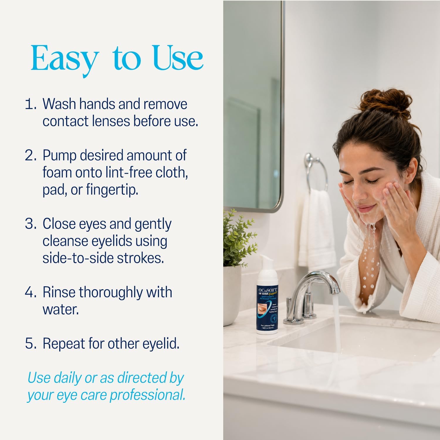 OCuSOFT Original Foaming Eyelid Cleanser - Mild Instant Foam to Remove Oil, Dust
