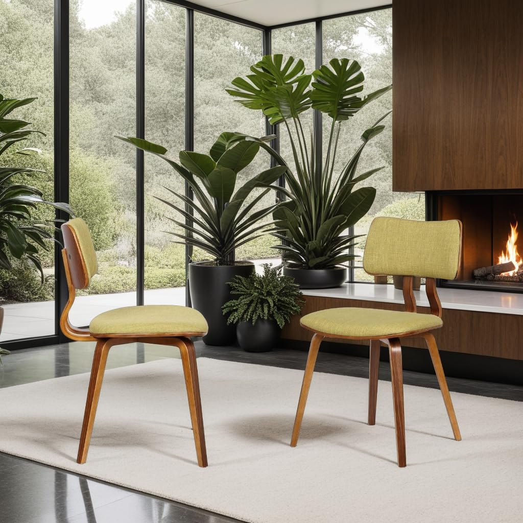 Armen Living Jaguar Dining Chair in Charcoal Fabric and Walnut Wood Finish,Charcoal/Walnut Finish 20D x 18W x 29H in
