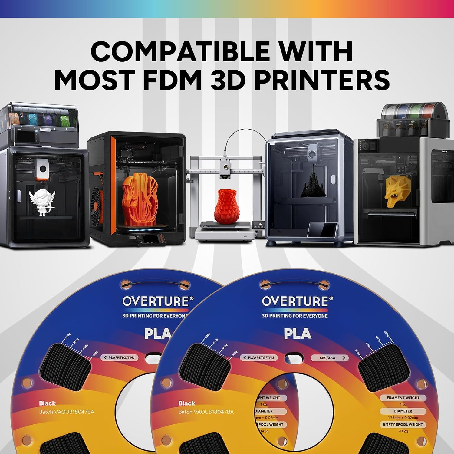OVERTURE High Speed PLA Filament 1.75mm 3D Printer Filament,1kg White
