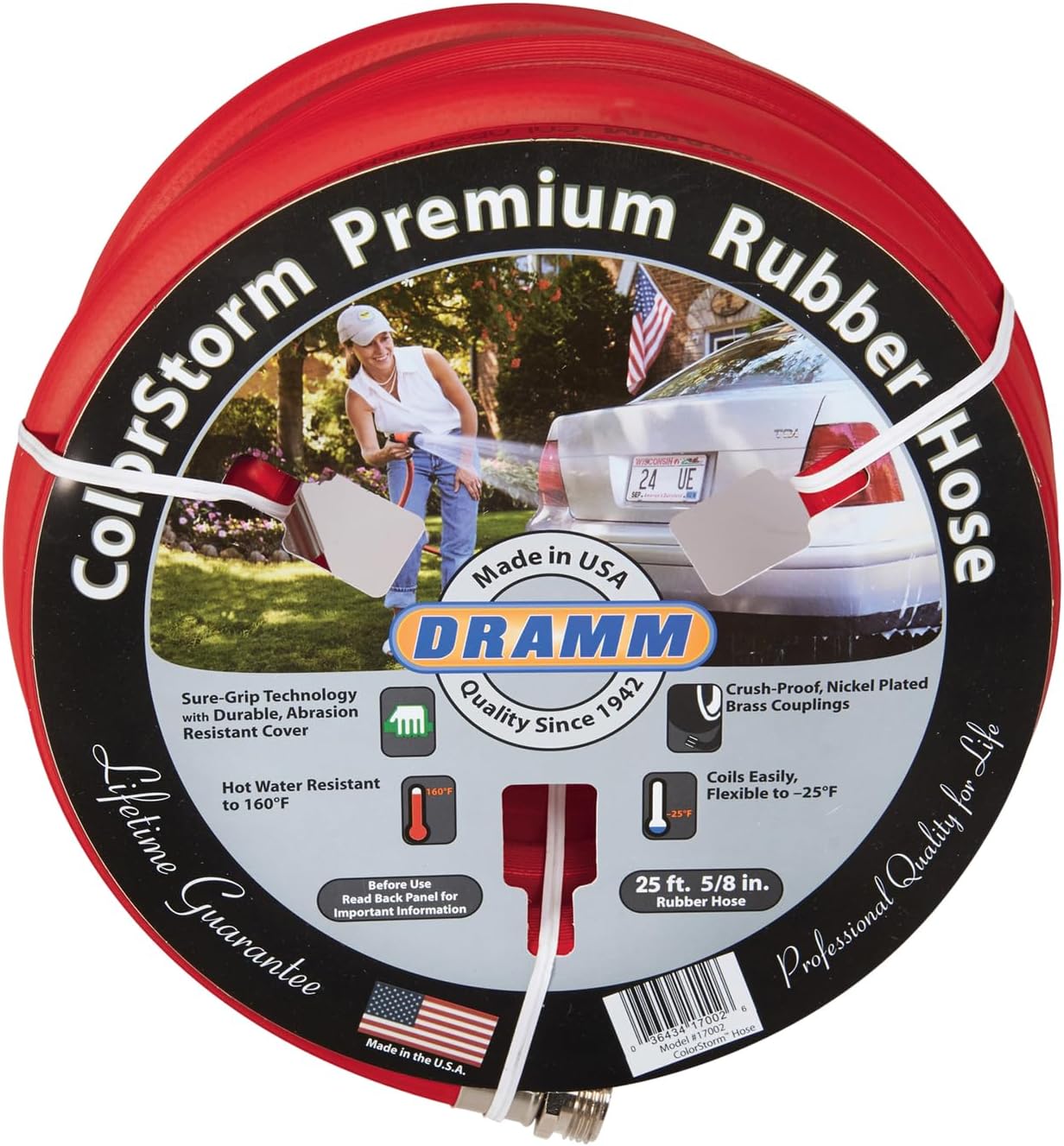 Dramm ColorStorm Premium Rubber Garden Hose – 100 ft Heavy Duty 3/4" Water Hose – Kink Resistant, Crush-Proof Nickel-Plated Couplings – Made in USA - Yellow
