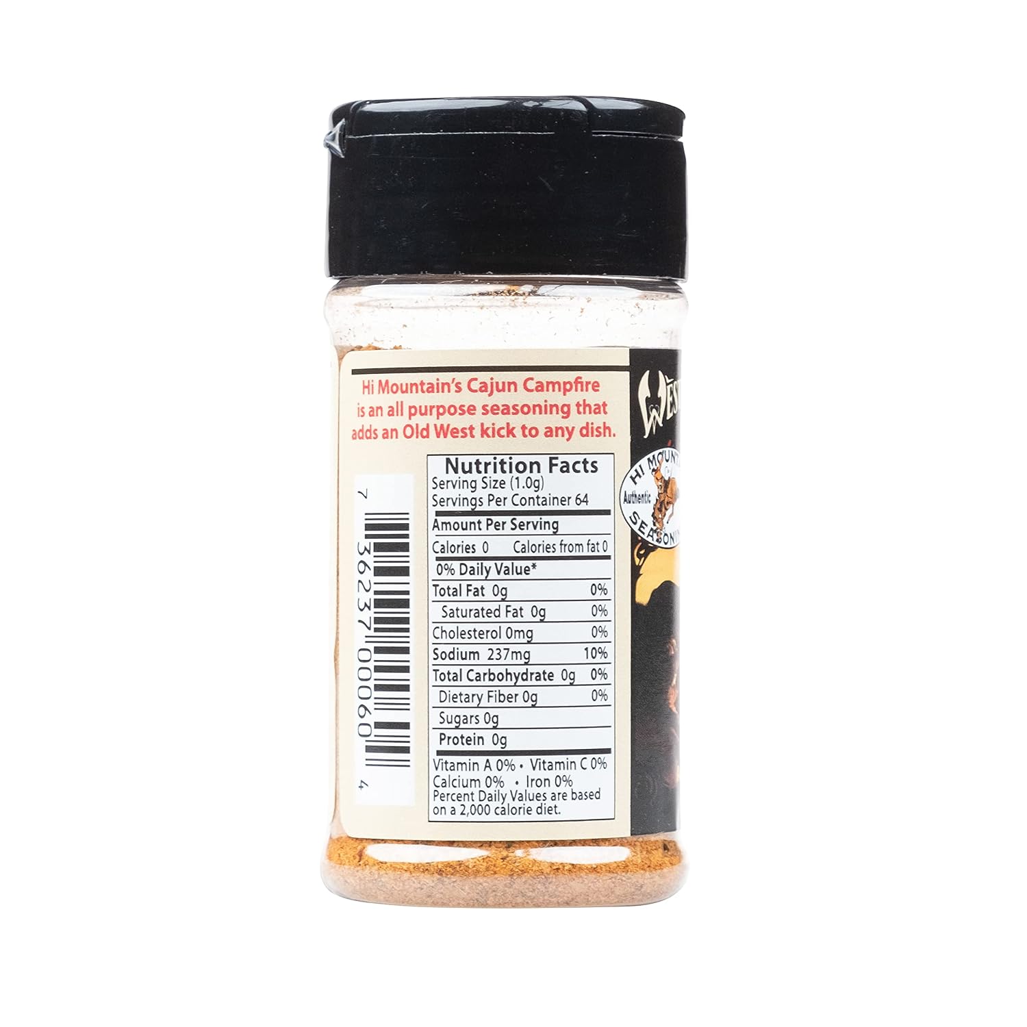 Hi Mountain | CAJUN CAMPFIRE SEASONING | Cajun Blend | 2.25 Oz | Bold Cajun seasoning for steak, shrimp, seafood, chicken and vegetables with smoky campfire-inspired flavor