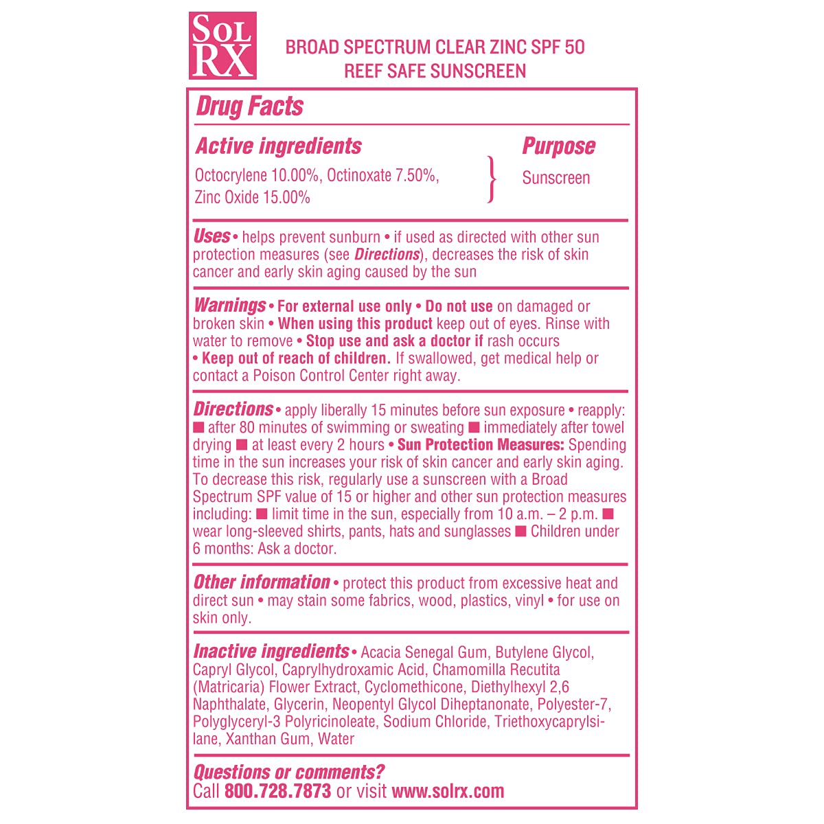 SolRX MINERAL+ SPF 50 Zinc Oxide Sunscreen, Reef Safe Face & Body | Designed For Healthy Outdoor Lives, Perfect For Running, Swimming, Cycling