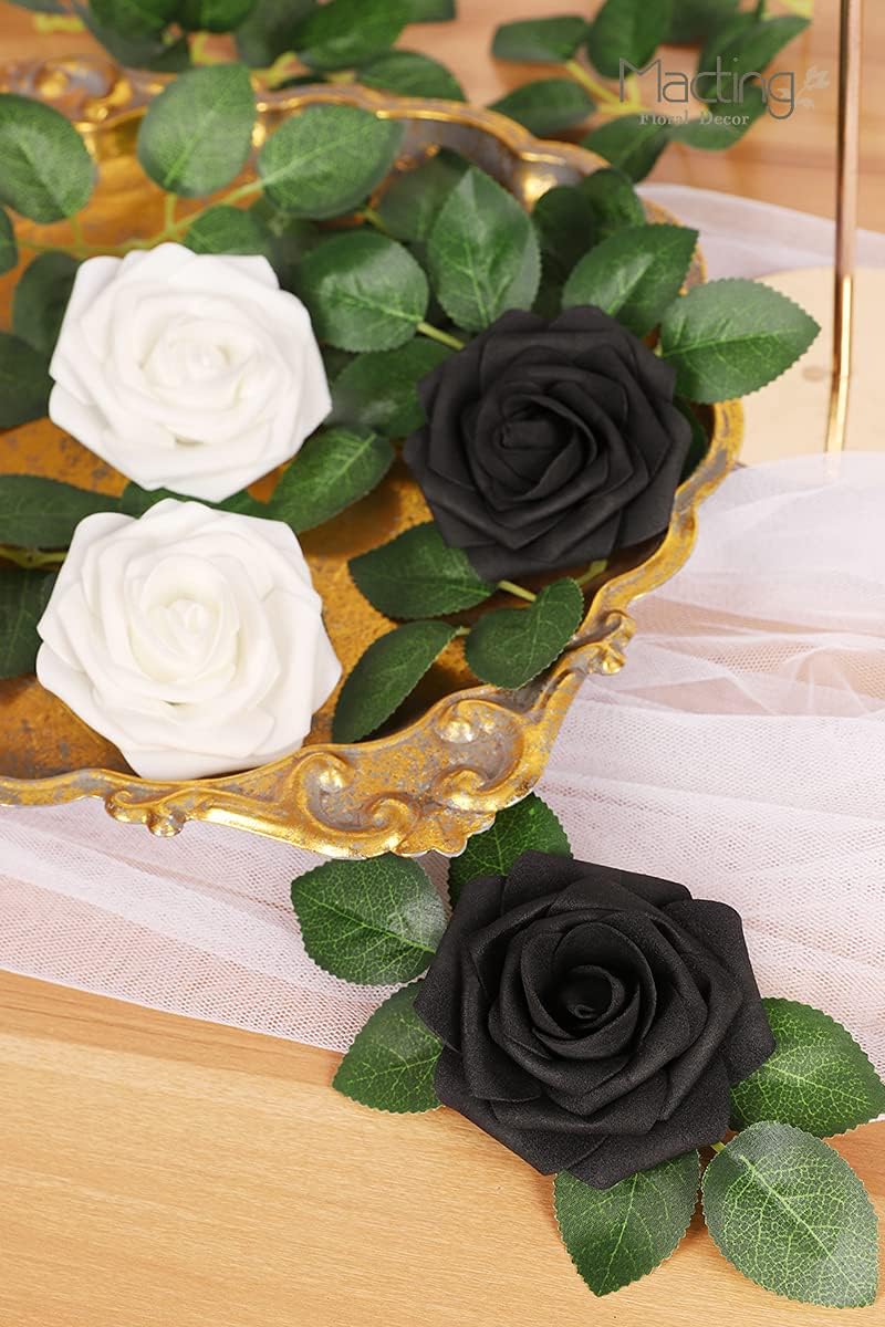 30PCS Yellow Artificial Flowers, Real Touch Fake Roses for Fall Decorations