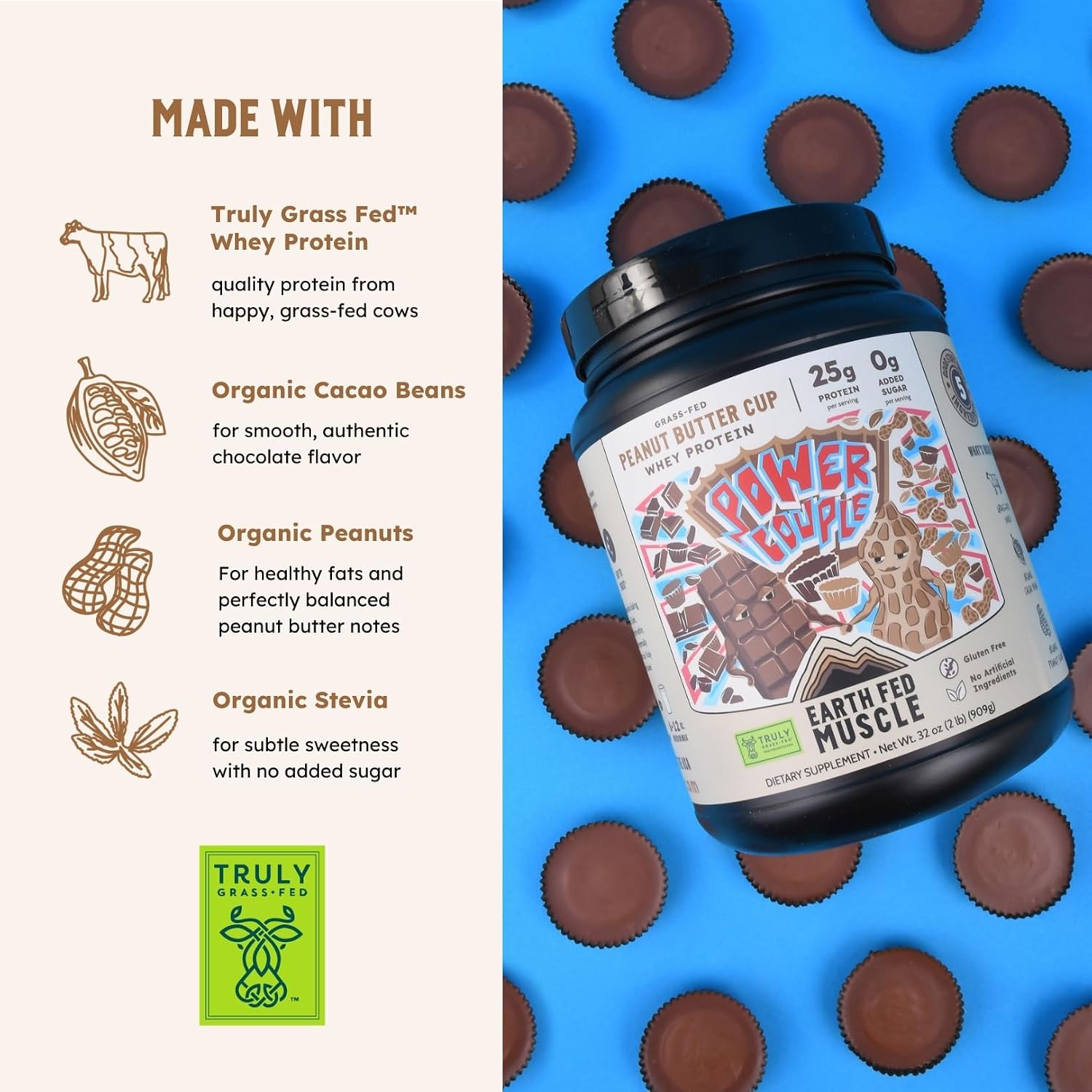 Earth Fed Muscle Whey Back Vanilla Irish Grass Fed Whey Protein Isolate | 25g protein per scoop, Third-Party Certified. Smooth vanilla, zero artificial sweeteners. Cold-processed in Ireland.