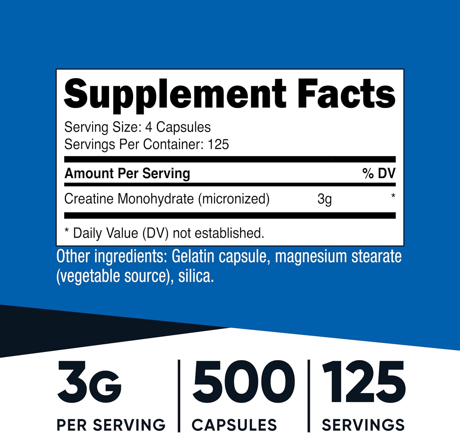 Nutricost Micronized Creatine Monohydrate (3,000mg) 500 Capsules | 125 Servings, 750mg Creatine Per Capsule
