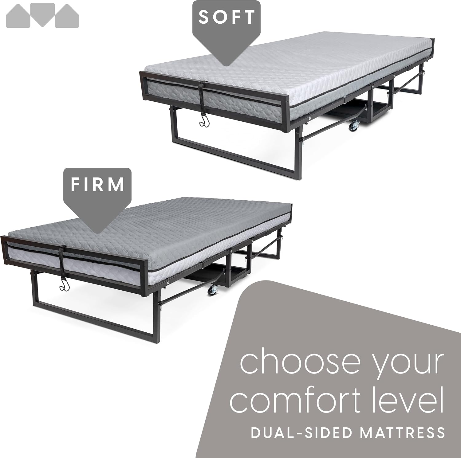 Milliard Deluxe Diplomat Folding Bed with Mattress for Adults, Twin Size, Portable Foldable Bed with Luxurious Memory Foam Mattress & Super Strong Frame, 75” x 38", Fold Up, Roll Away, & Hideaway