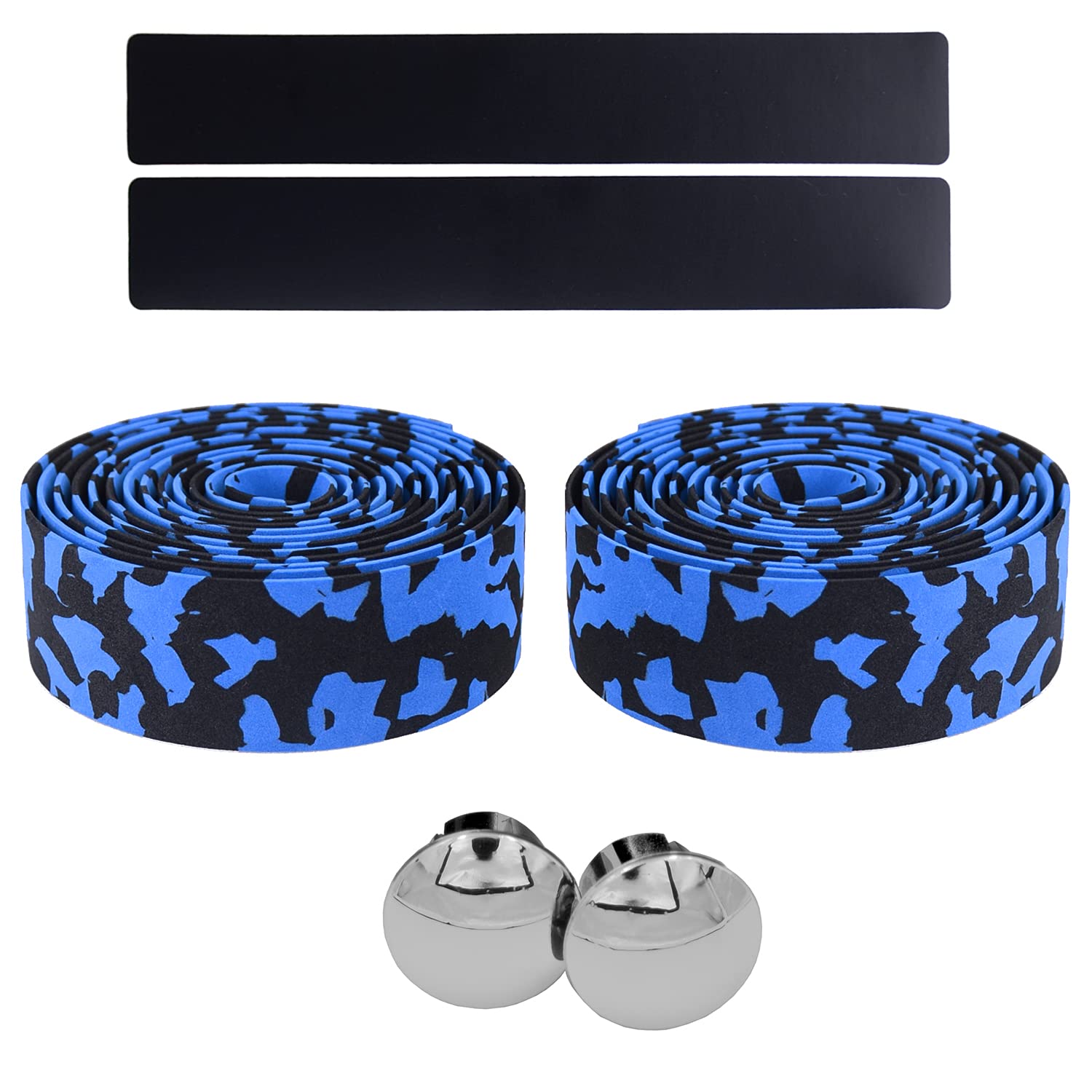 KINGOU White & Blue Camouflage EVA Road Bike Handlebar Tape Cycling Bar Tapes - 2PCS Per Set